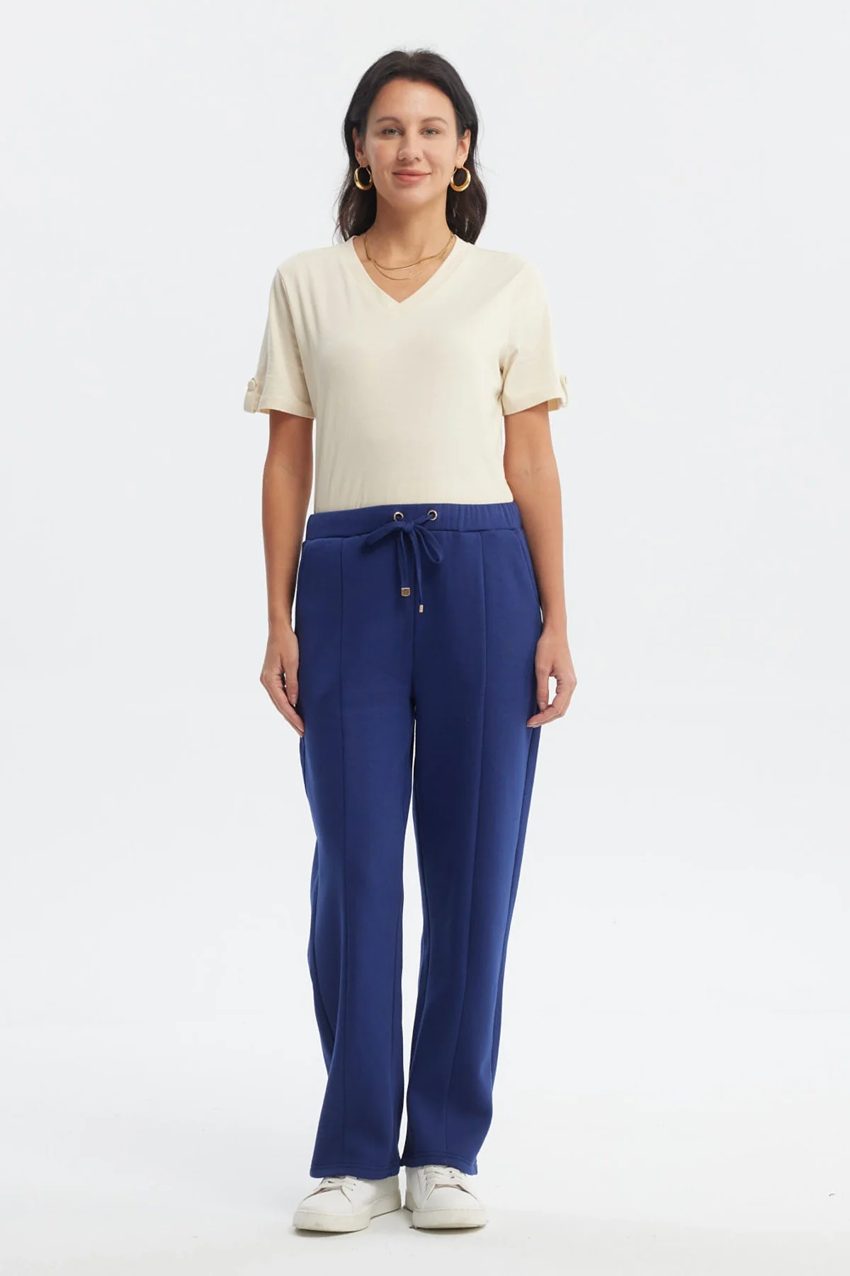 Pantalón Buzo Mujer Calce Recto Azul Oscuro - Image 4
