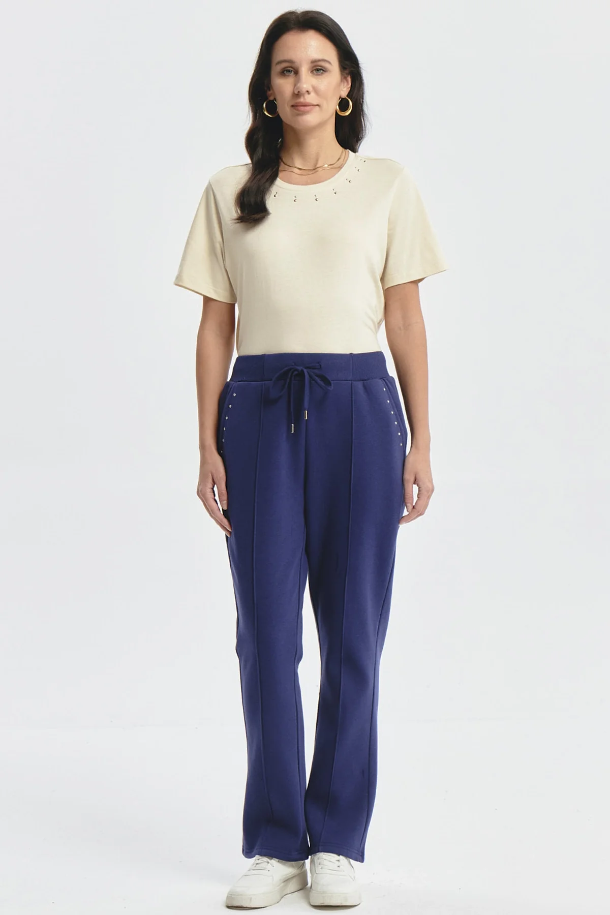 Pantalón Buzo Mujer Clásico Flare Azul - Image 4