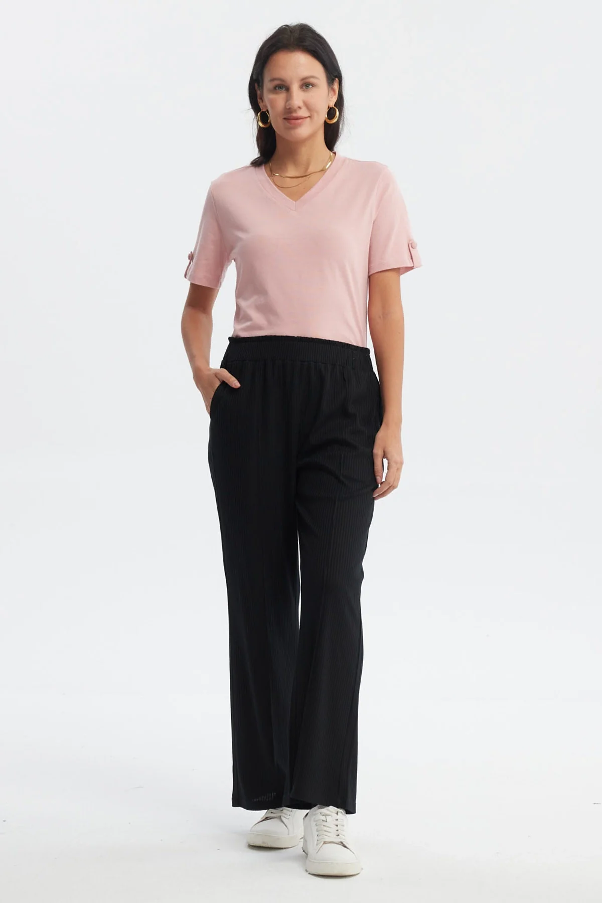 Pantalón Buzo Mujer Costura Delantero Negro - Image 4