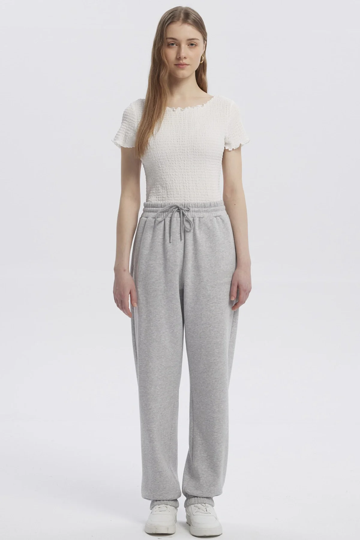Pantalón Buzo Mujer Jogger Gris Melange - Image 4
