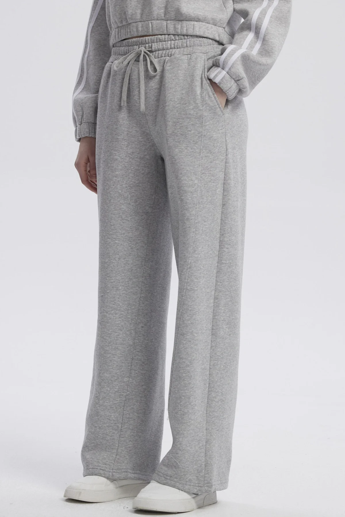 Pantalón Buzo Mujer Jogger Gris Melange - Image 2