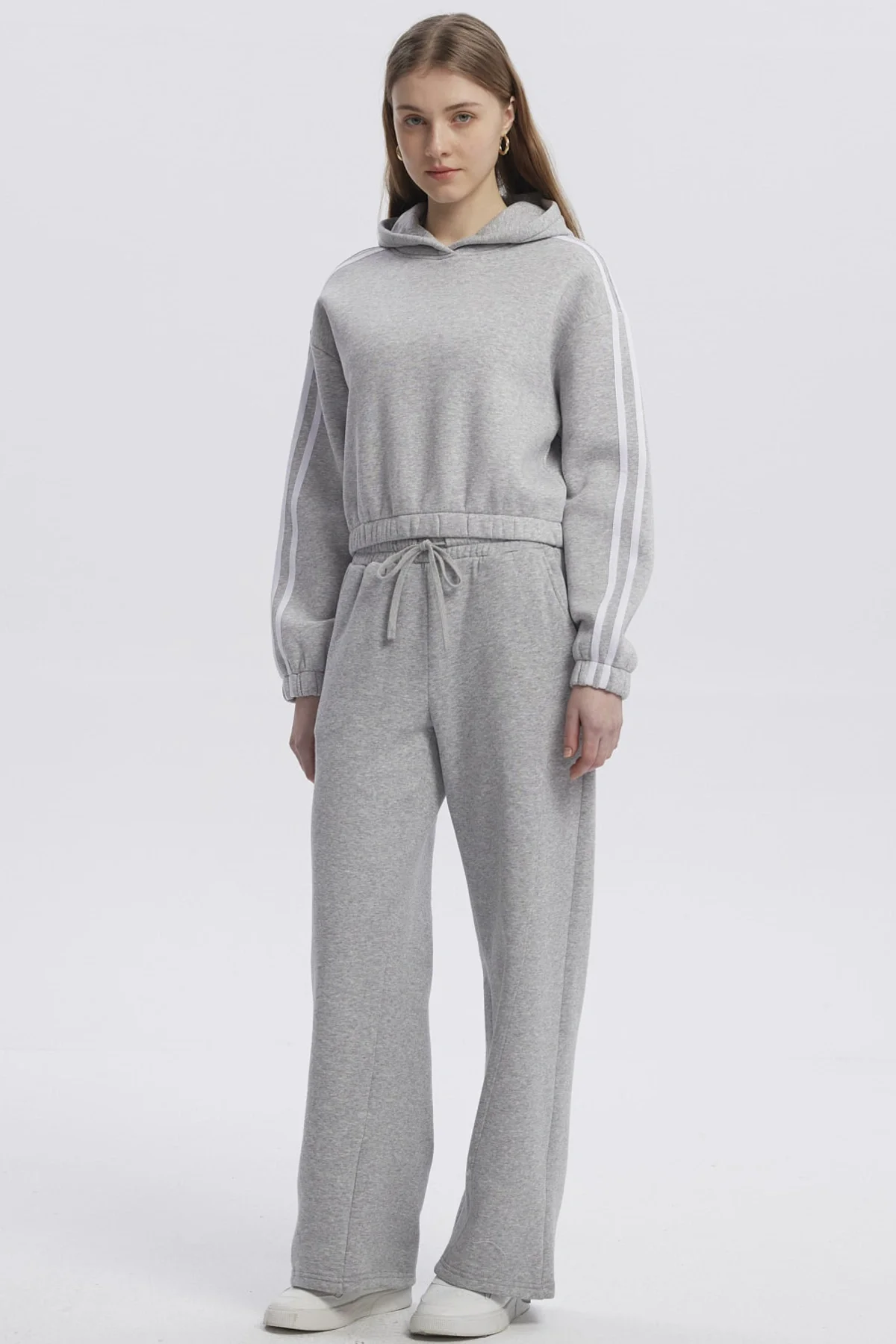 Pantalón Buzo Mujer Jogger Gris Melange - Image 4