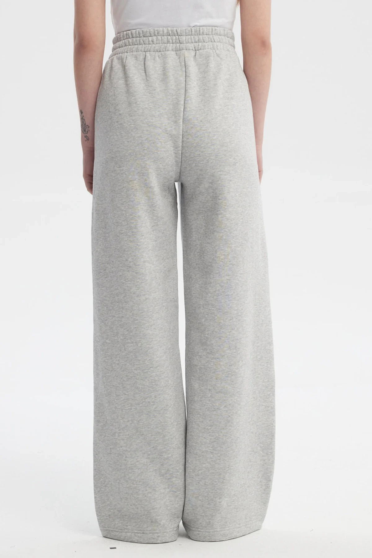 Pantalón Buzo Mujer Wide Leg Gris Melange - Image 3
