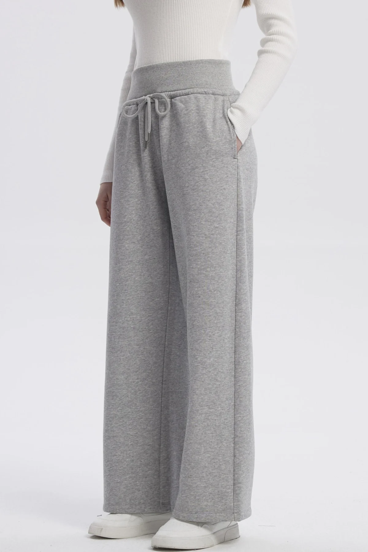 Pantalón Buzo Mujer Wide Leg Gris Melange - Image 2