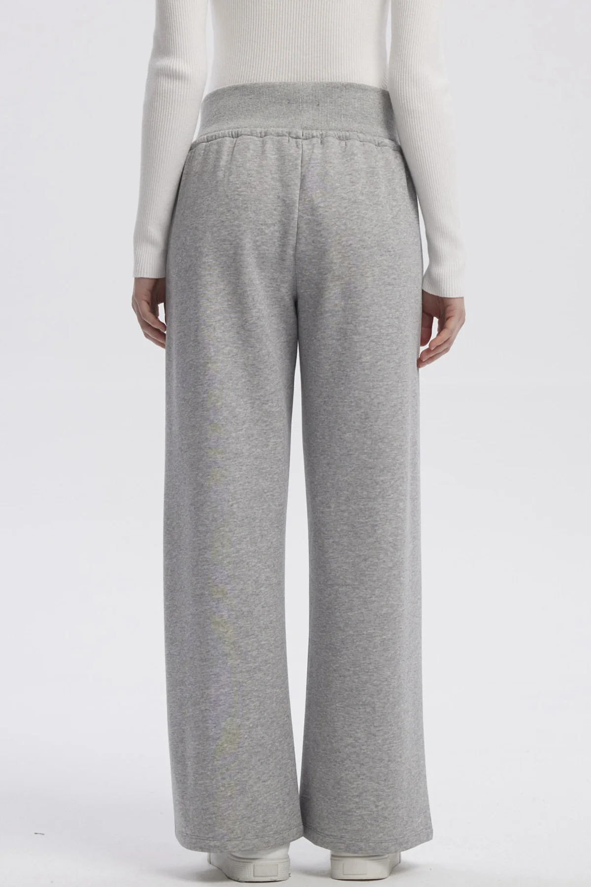 Pantalón Buzo Mujer Wide Leg Gris Melange - Image 3