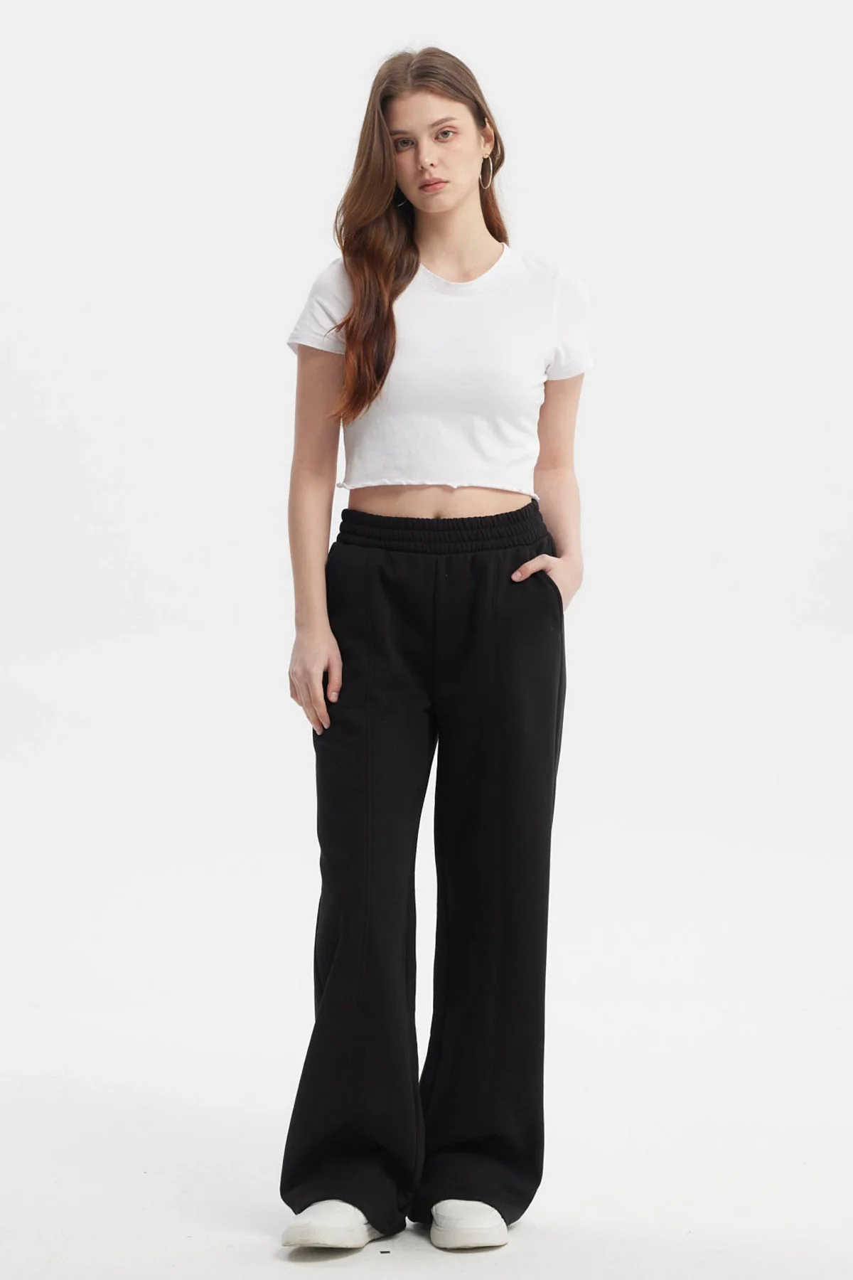 Pantalón Buzo Mujer Wide Leg Negro - Image 4