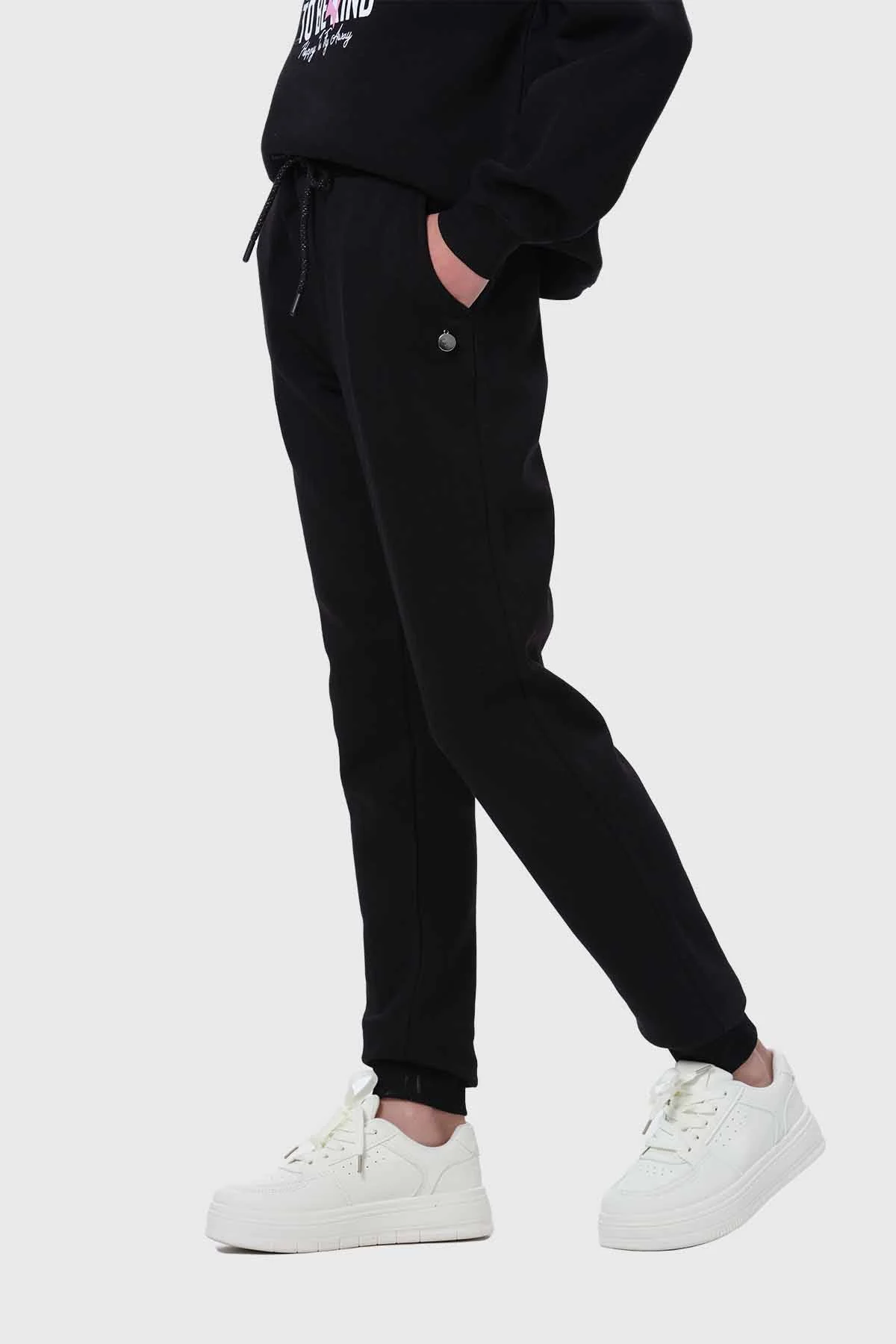 Pantalón Buzo Niña Jogger Negro - Image 2