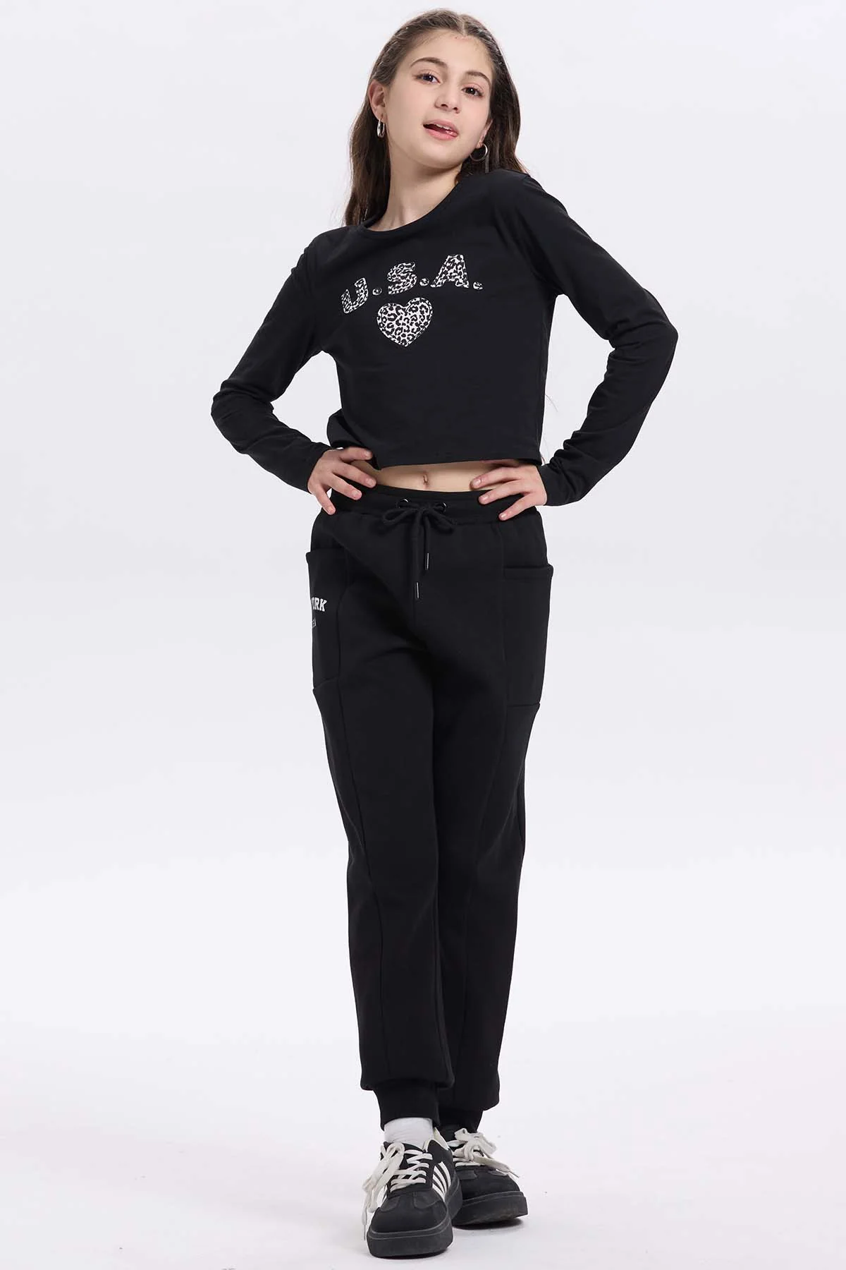 Pantalón Buzo Niña Bipack Negro - Image 4