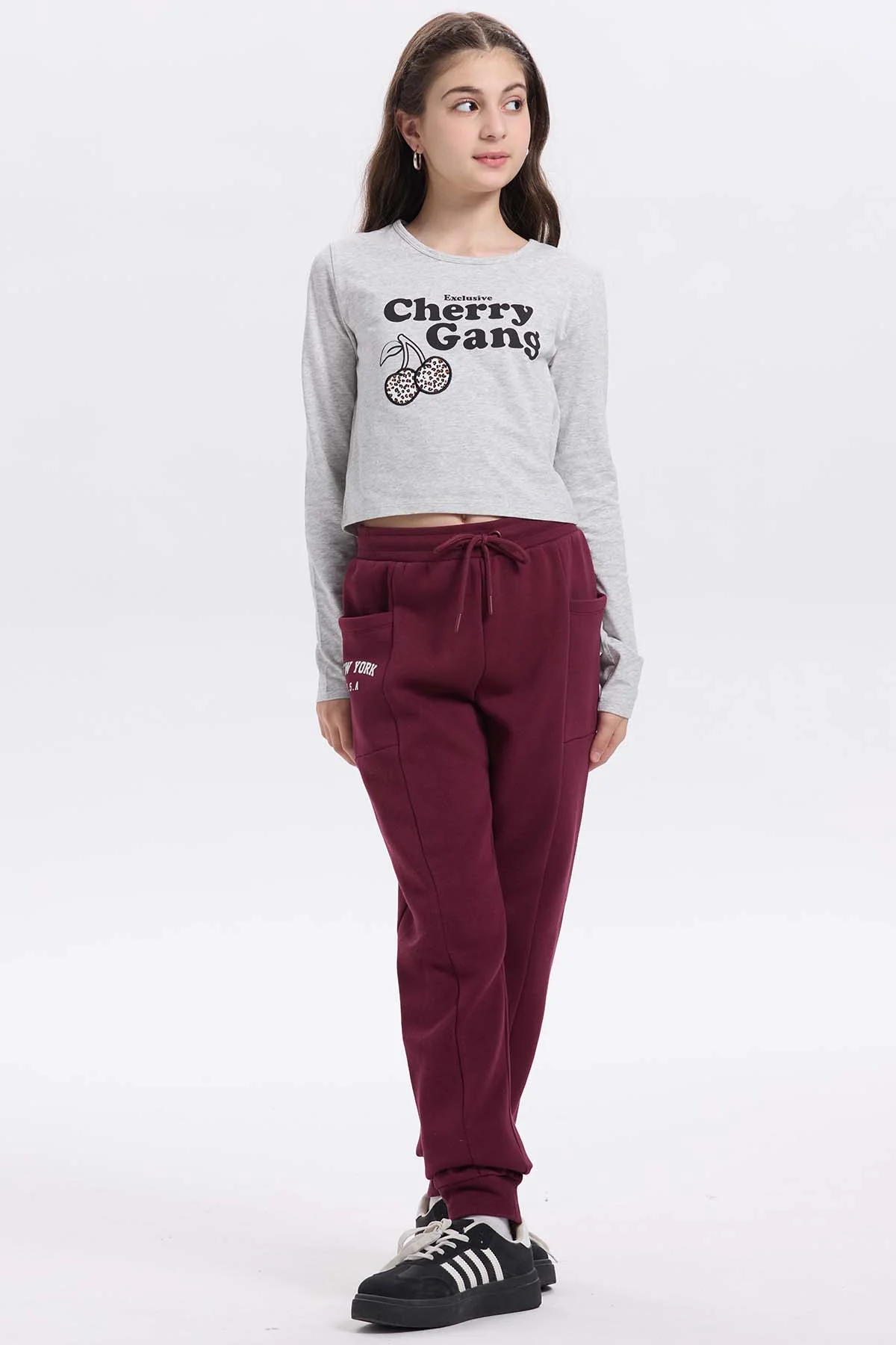 Pantalón Buzo Niña Bipack Vino - Image 7