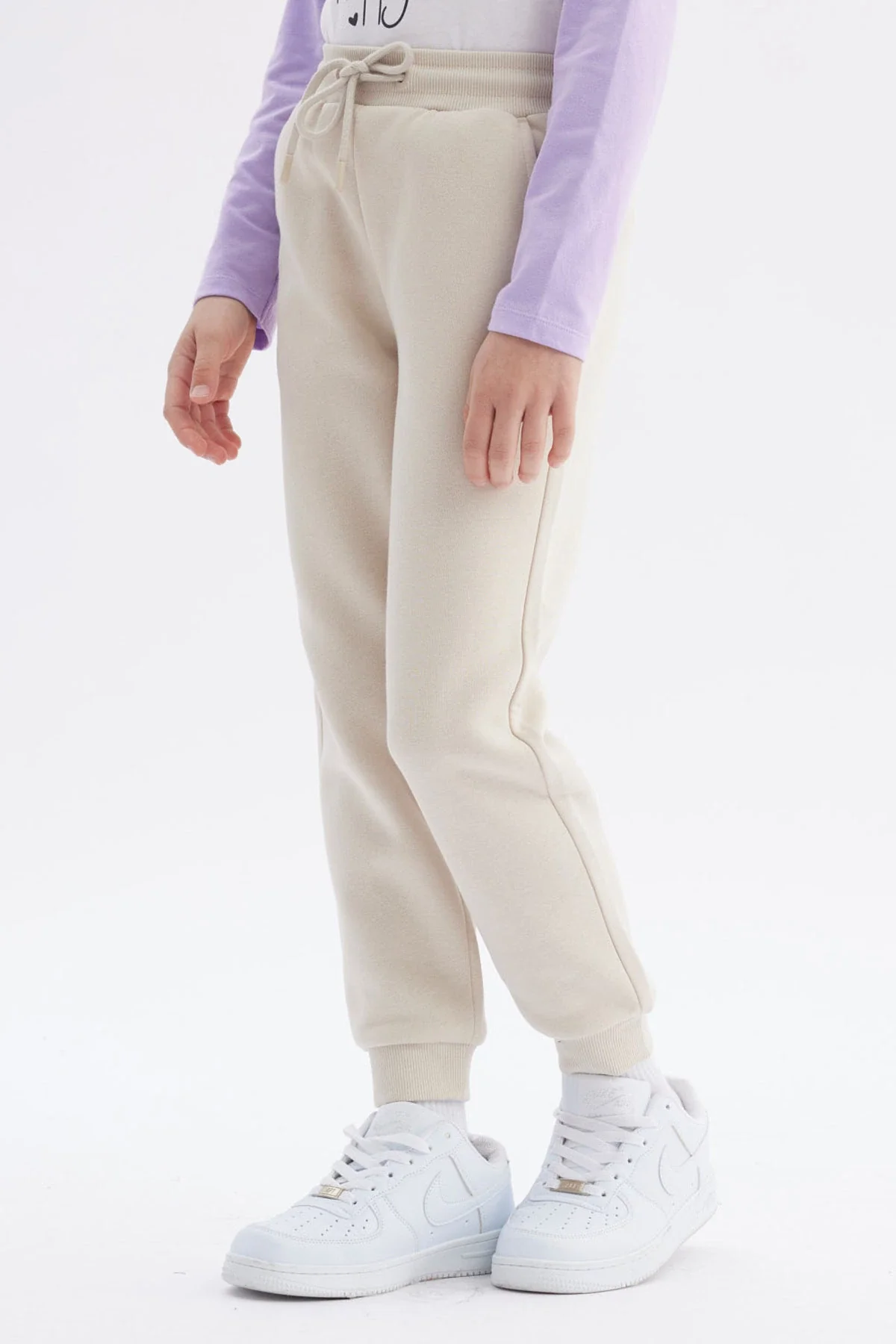 Pantalón Buzo Niña Jogger Beige - Image 2
