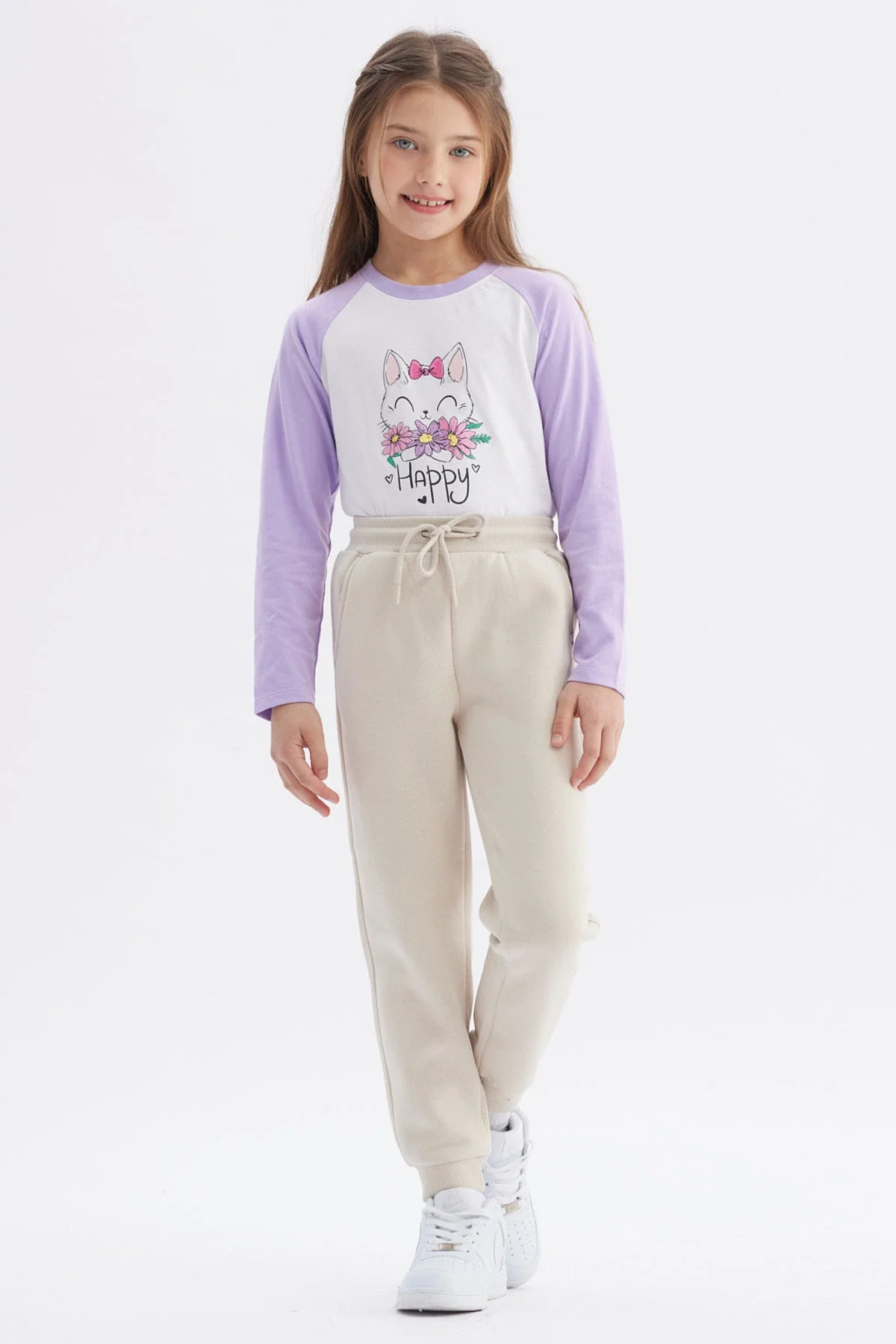 Pantalón Buzo Niña Jogger Beige - Image 4
