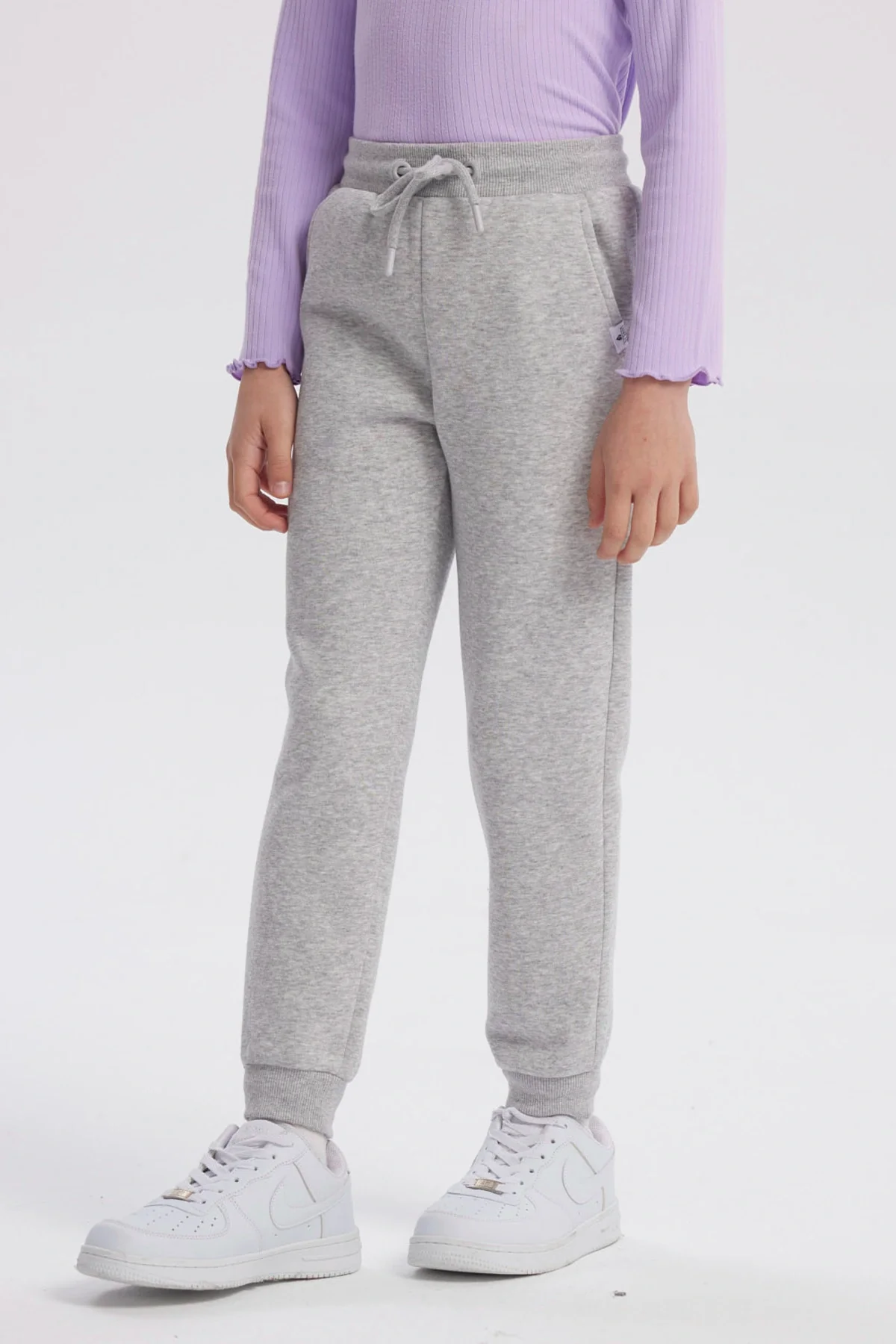 Pantalón Buzo Niña Jogger Gris Melange - Image 2