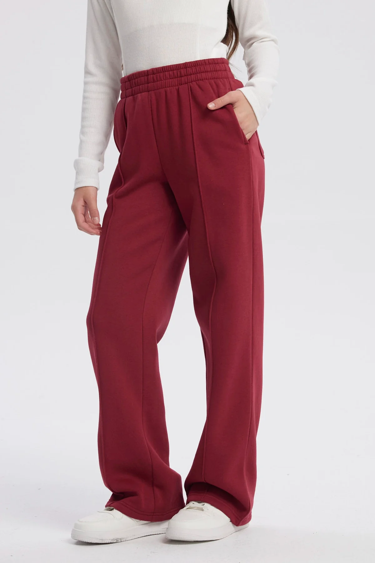 Pantalón Buzo Niña Wide Leg Rojo - Image 2