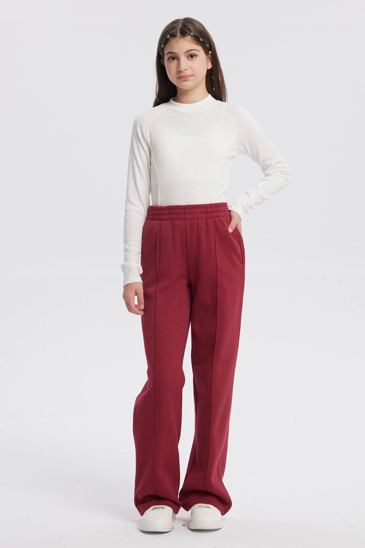 Pantalón Buzo Niña Wide Leg Rojo - Image 4