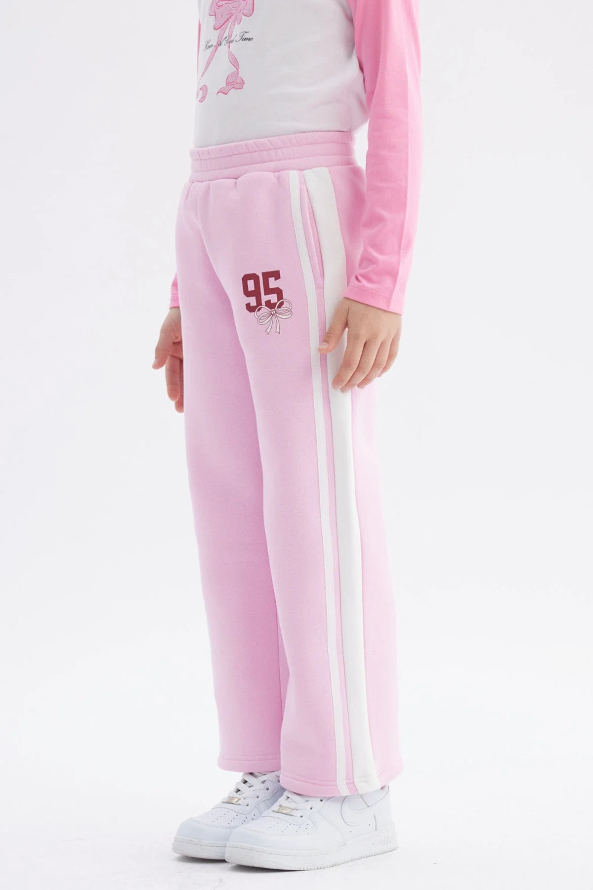 Pantalón Buzo Niña Wide Leg Rosado - Image 2