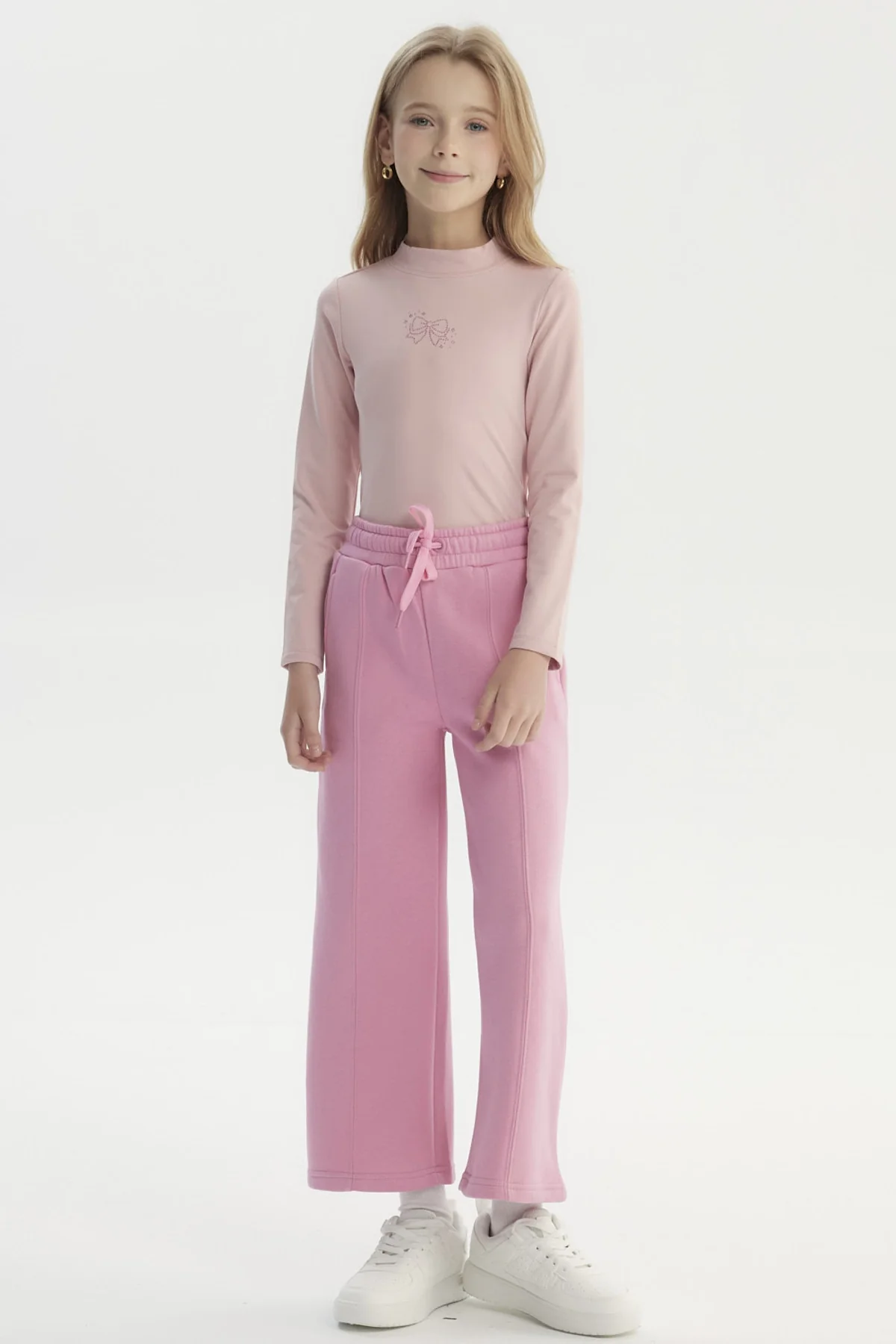 Pantalón Buzo Niña Wide Leg Rosado - Image 4