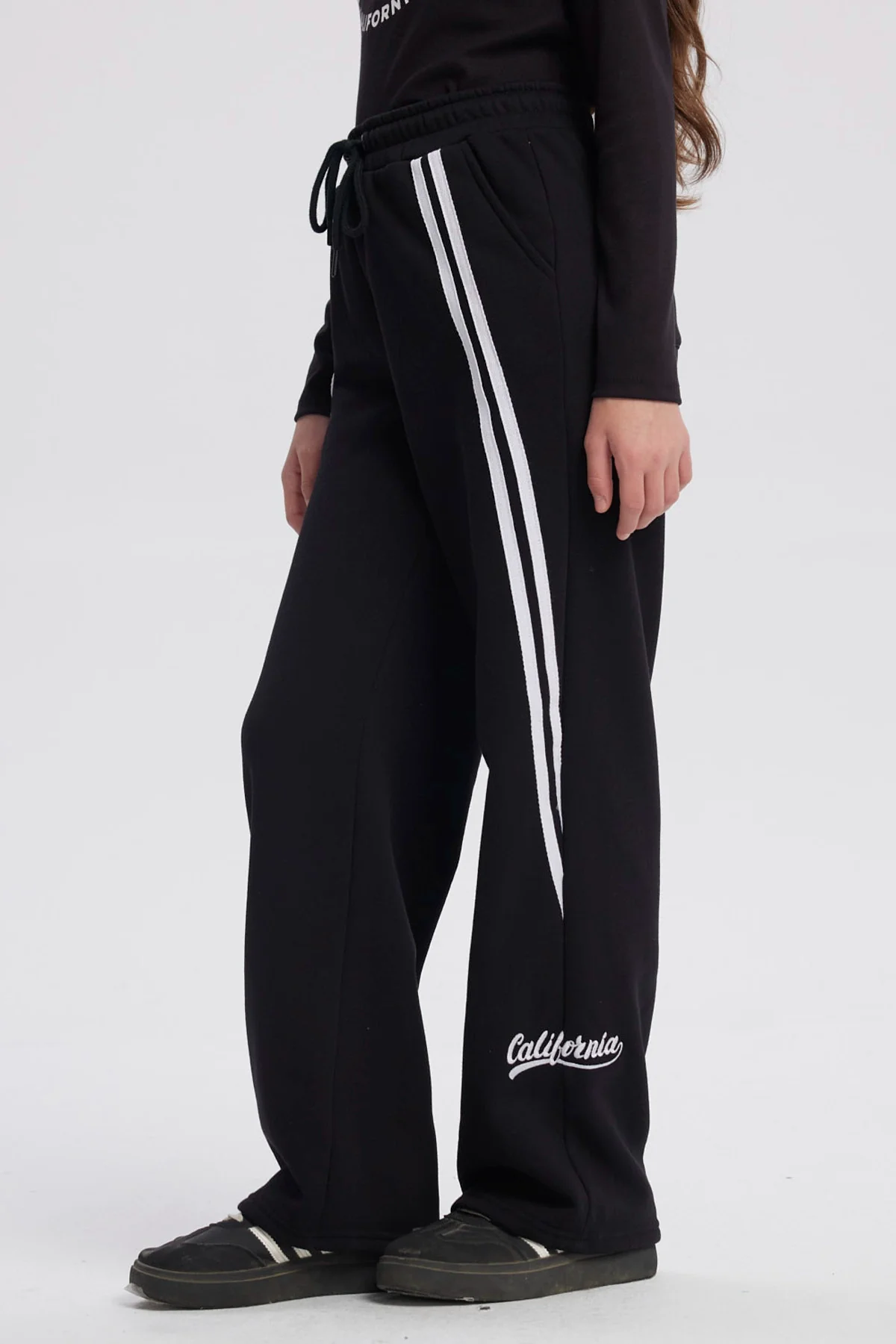 Pantalón Buzo Niña Wide Leg Teen Negro - Image 2