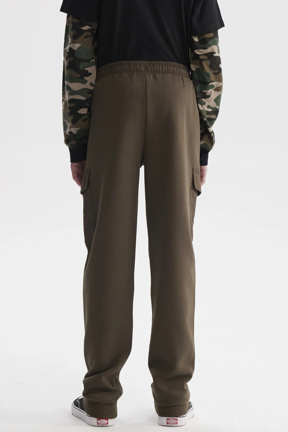 Pantalón Buzo Niño Jogger Cargo Verde Militar - Image 3