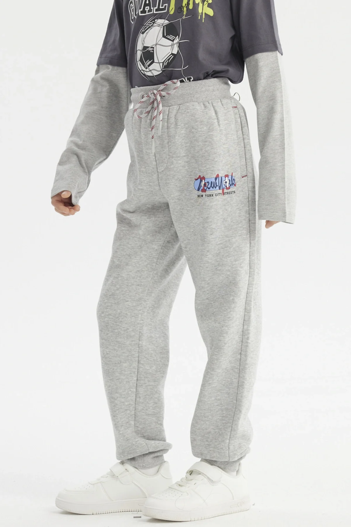 Pantalón Buzo Niño Jogger Gris Melange - Image 3