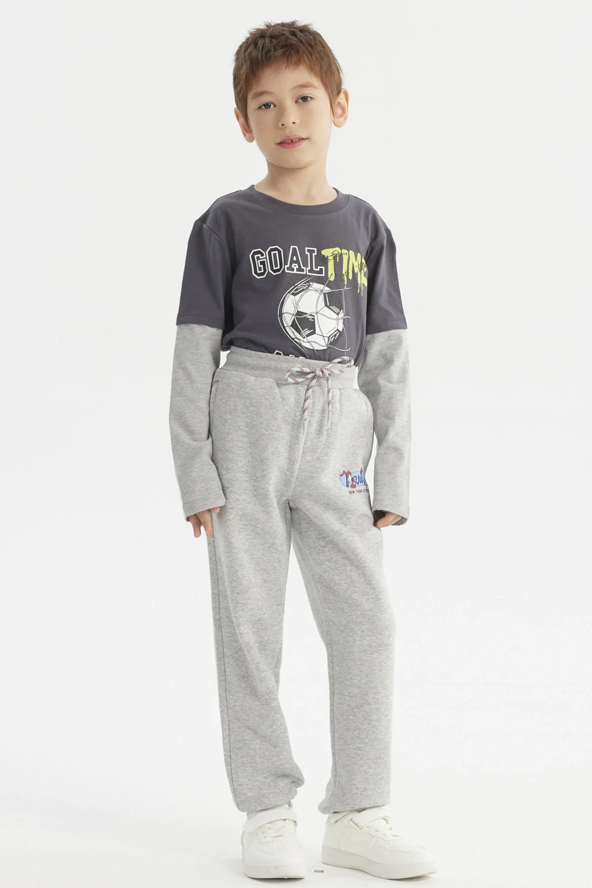 Pantalón Buzo Niño Jogger Gris Melange - Image 4