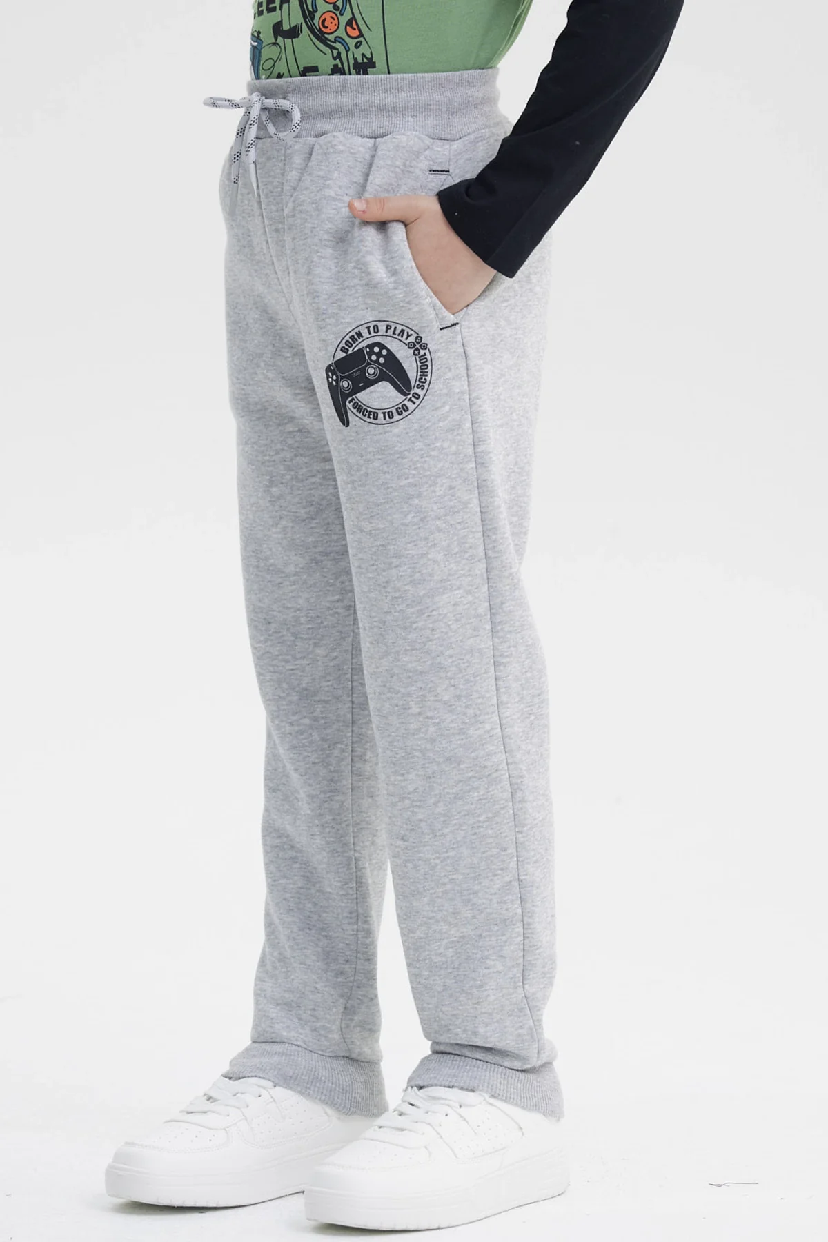Pantalón Buzo Niño Jogger Gris Melange Claro - Image 2