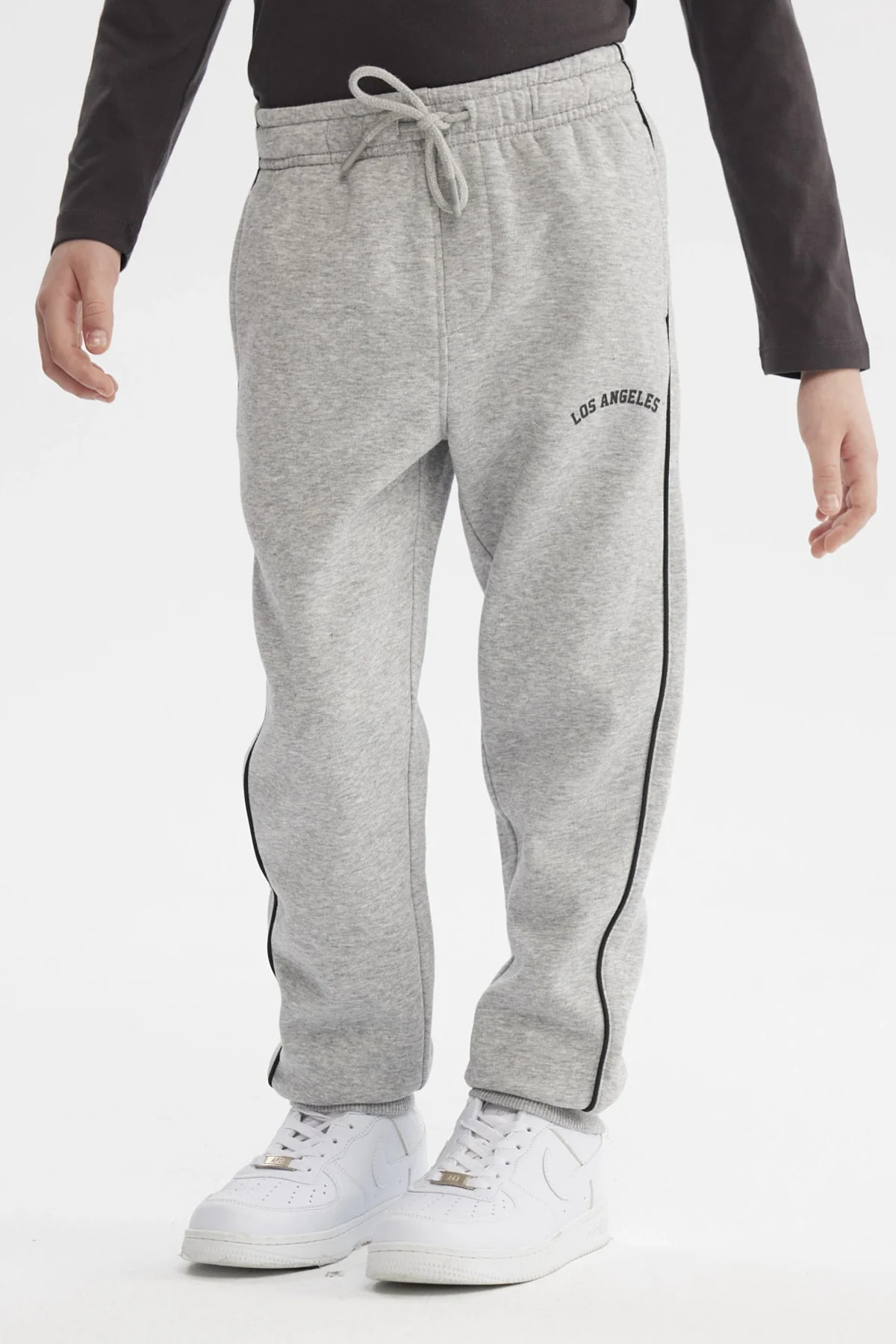 Pantalón Buzo Niño Pitillo Gris Melange - Image 2