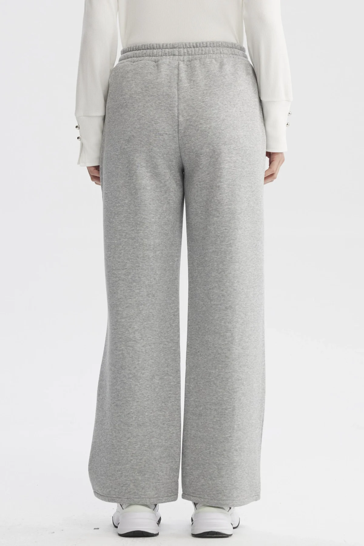 Pantalon De Buzo Mujer Wide Leg Gris Melange - Image 3