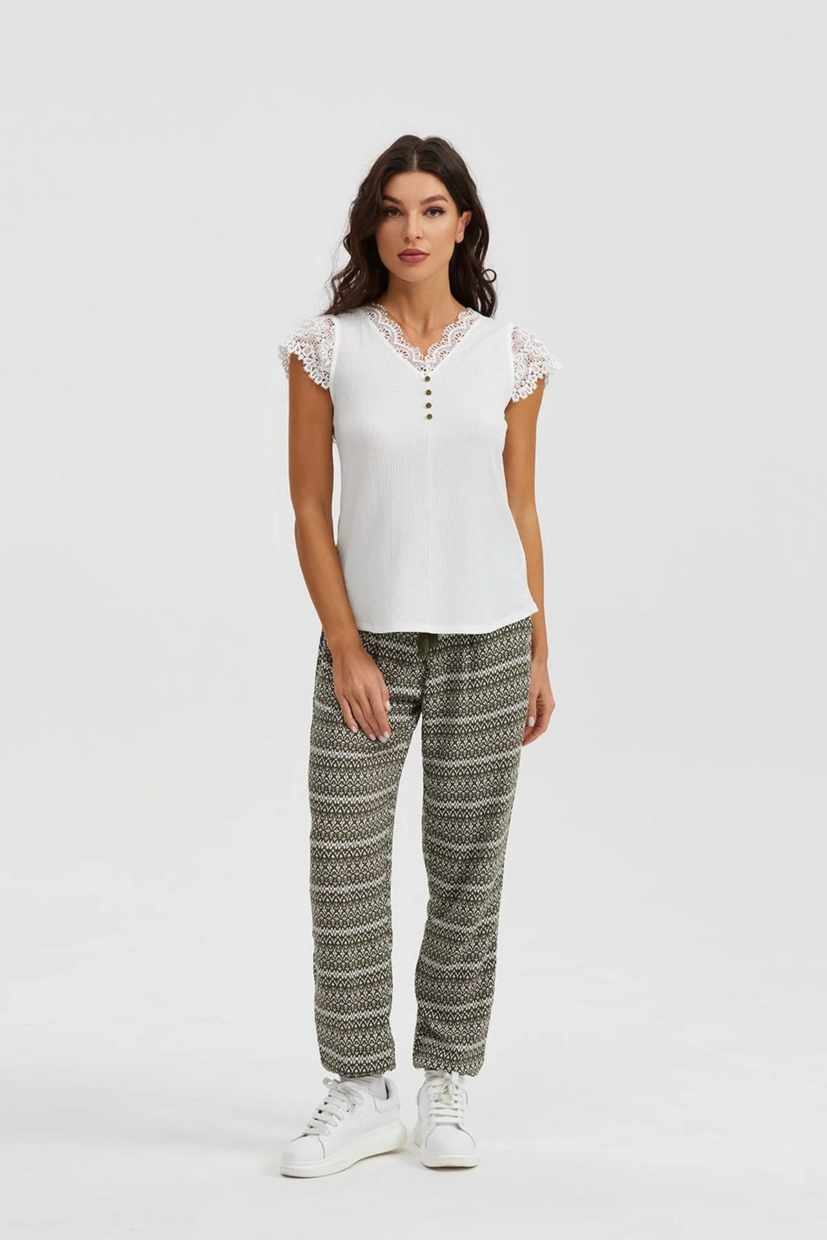 Pantalón Mujer Bombacho Puño Elástico Verde - Image 2