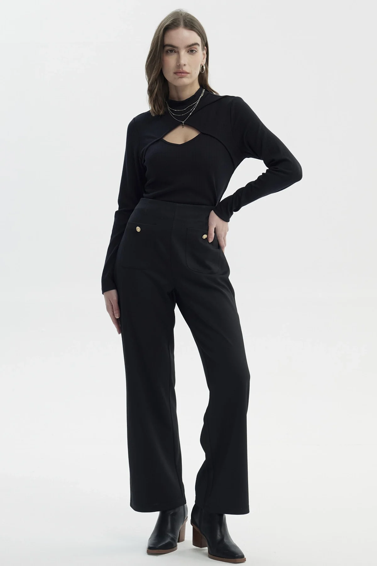 Pantalón Mujer Calce Recto Negro - Image 4