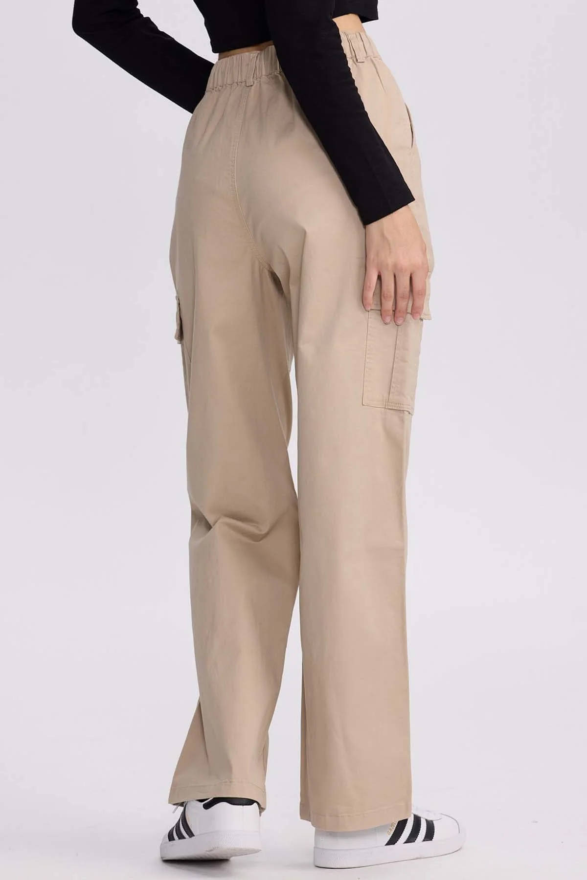 Pantalón Mujer Cargo Pinzas Beige - Image 3