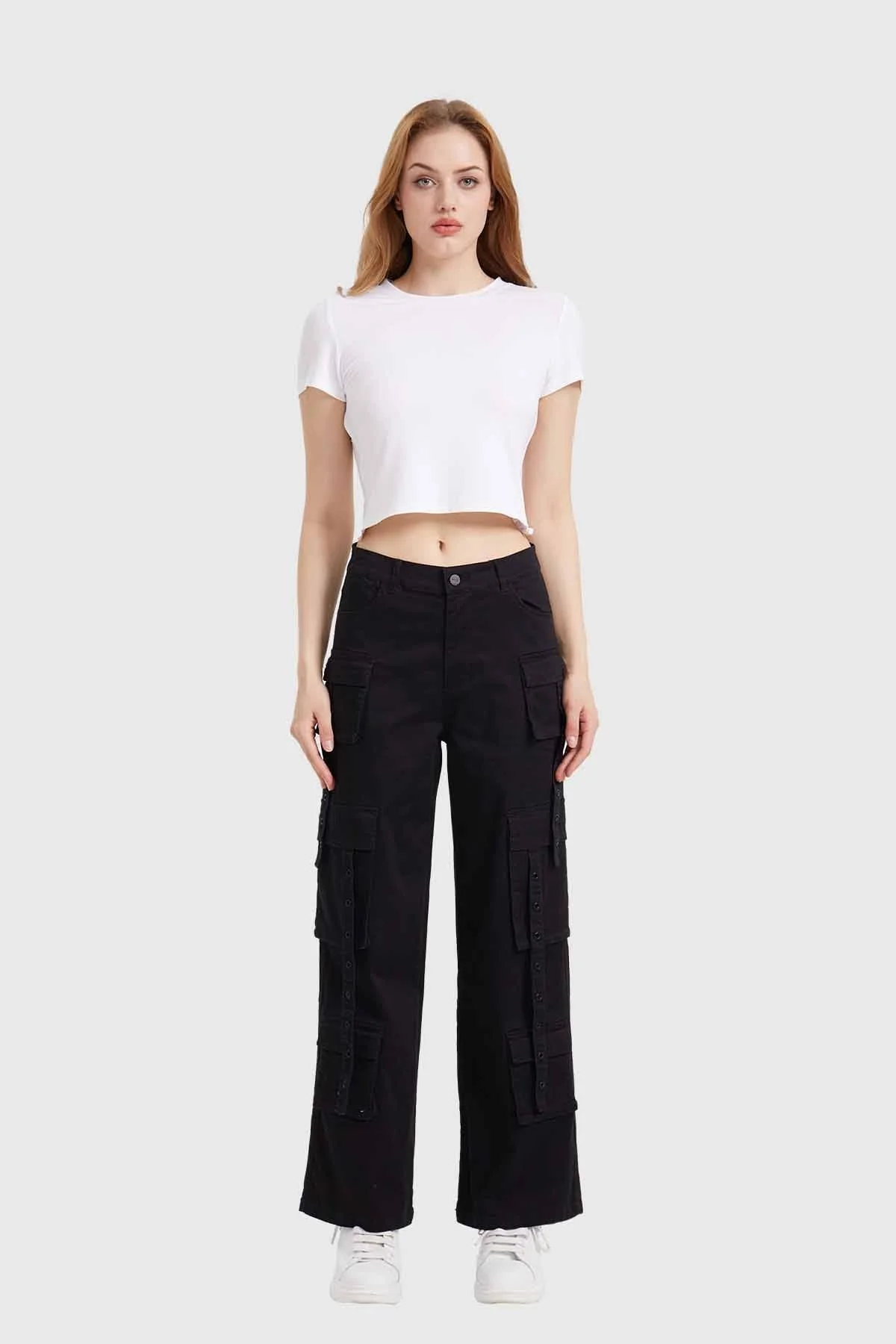 Pantalón Mujer Cargo Tiras Negro - Image 4