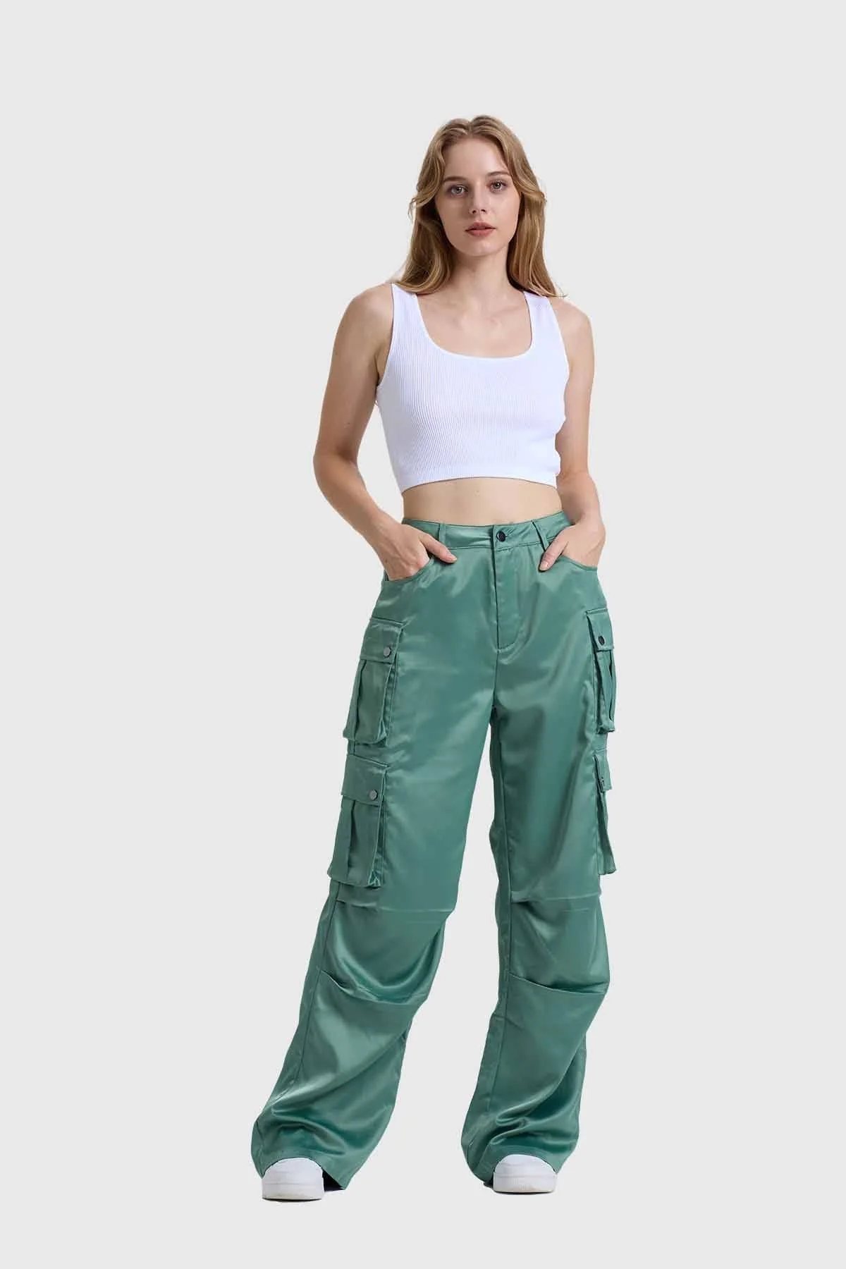 Pantalón Mujer Cargo Verde - Image 3