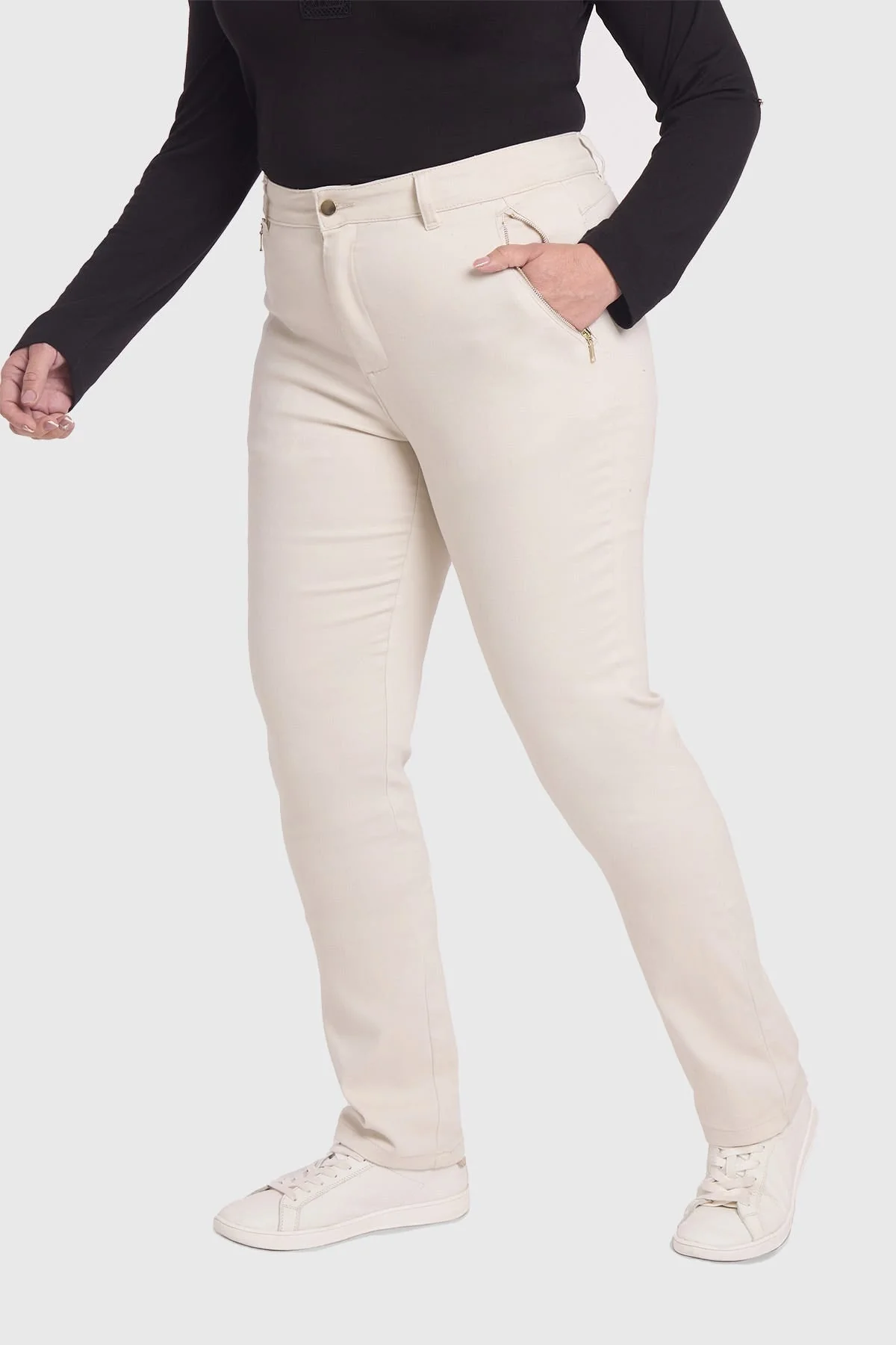 Pantalón Mujer Con Bolsillos Arena - Image 4