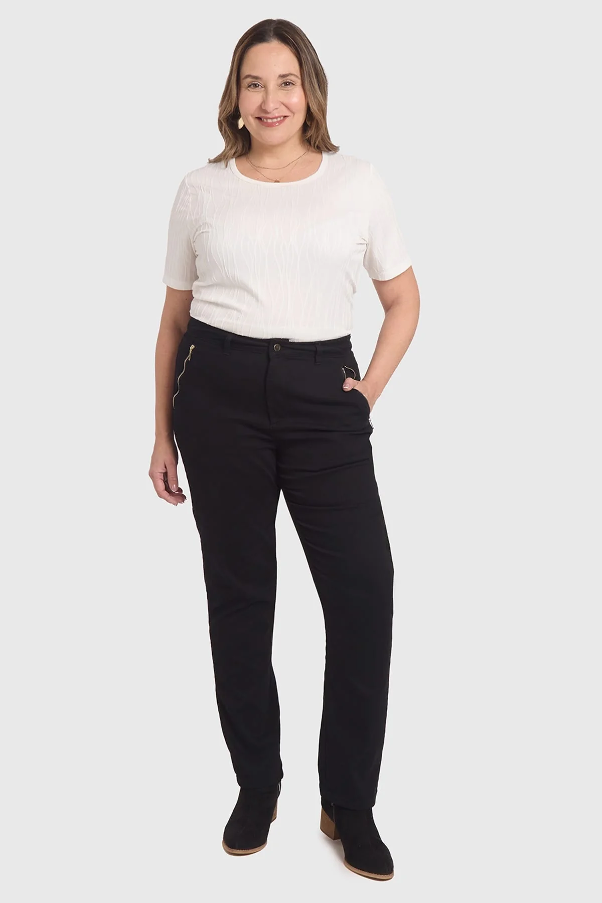 Pantalón Mujer Con Bolsillos Negro - Image 4