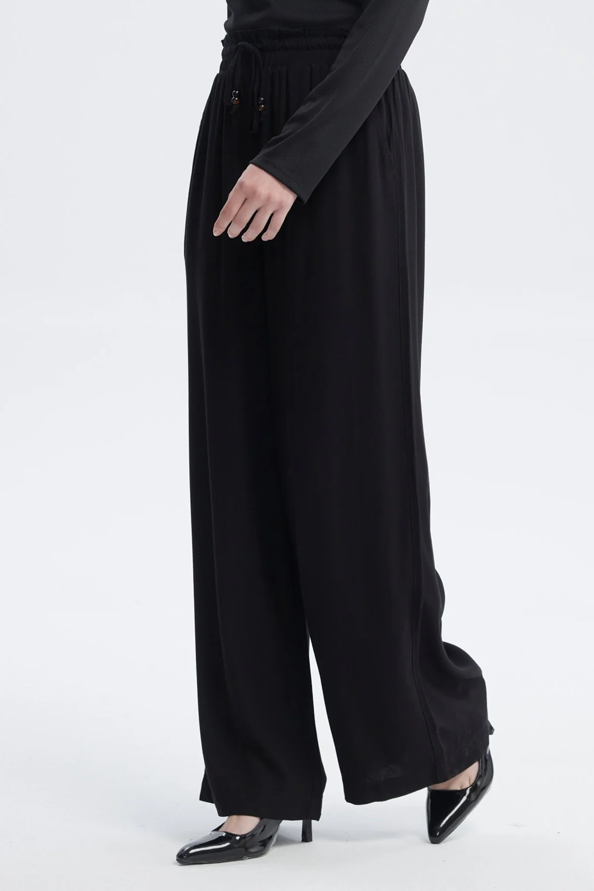 Pantalón Mujer Con Lazo Cintura Negro - Image 2