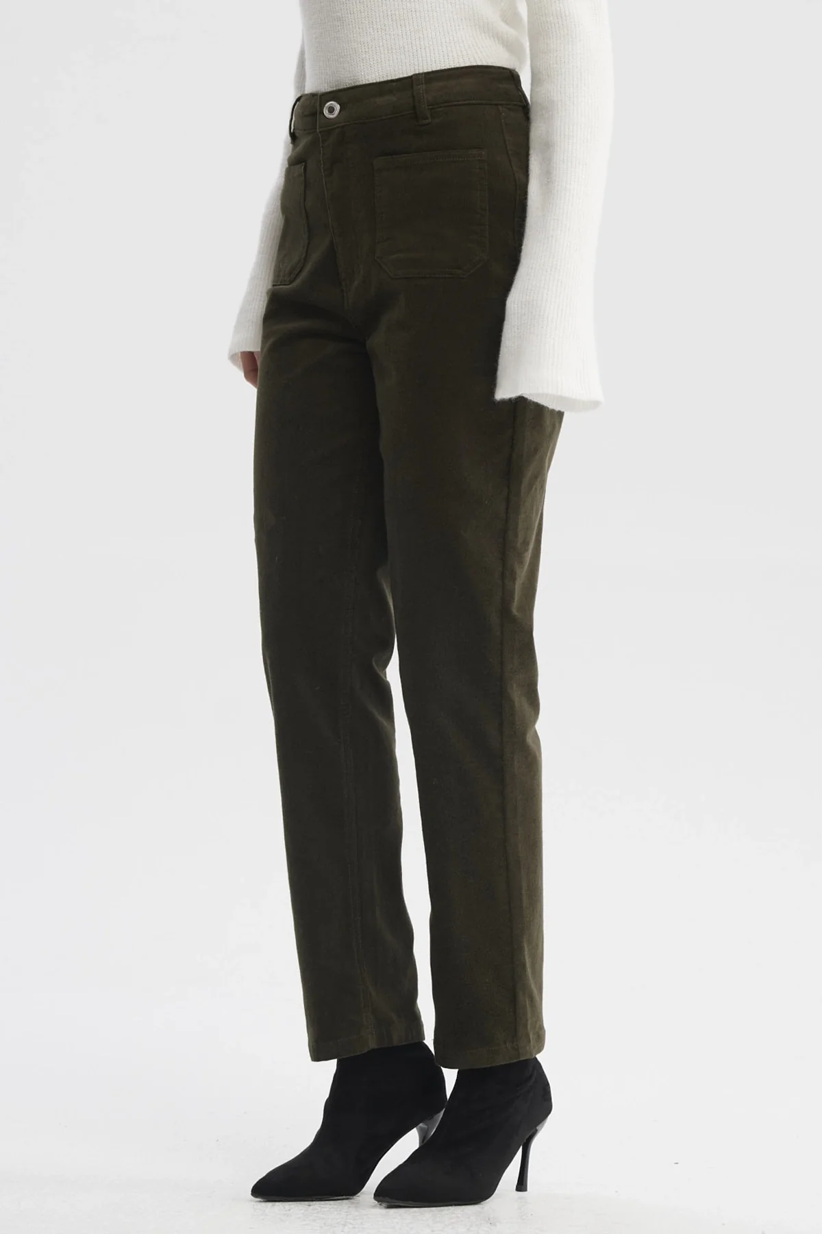 Pantalón Mujer Cotelé Calce Slim Verde - Image 2