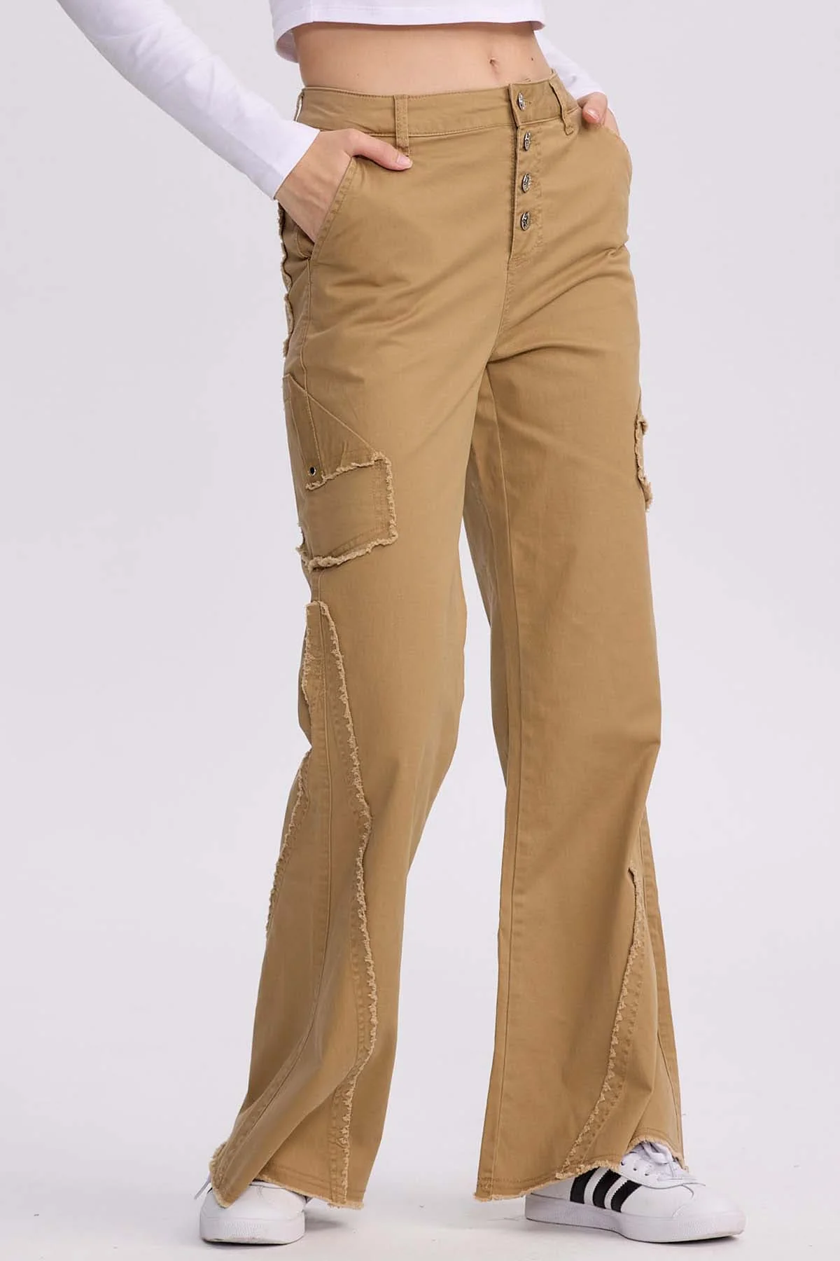 Pantalón Mujer Desflecado Camel - Image 2