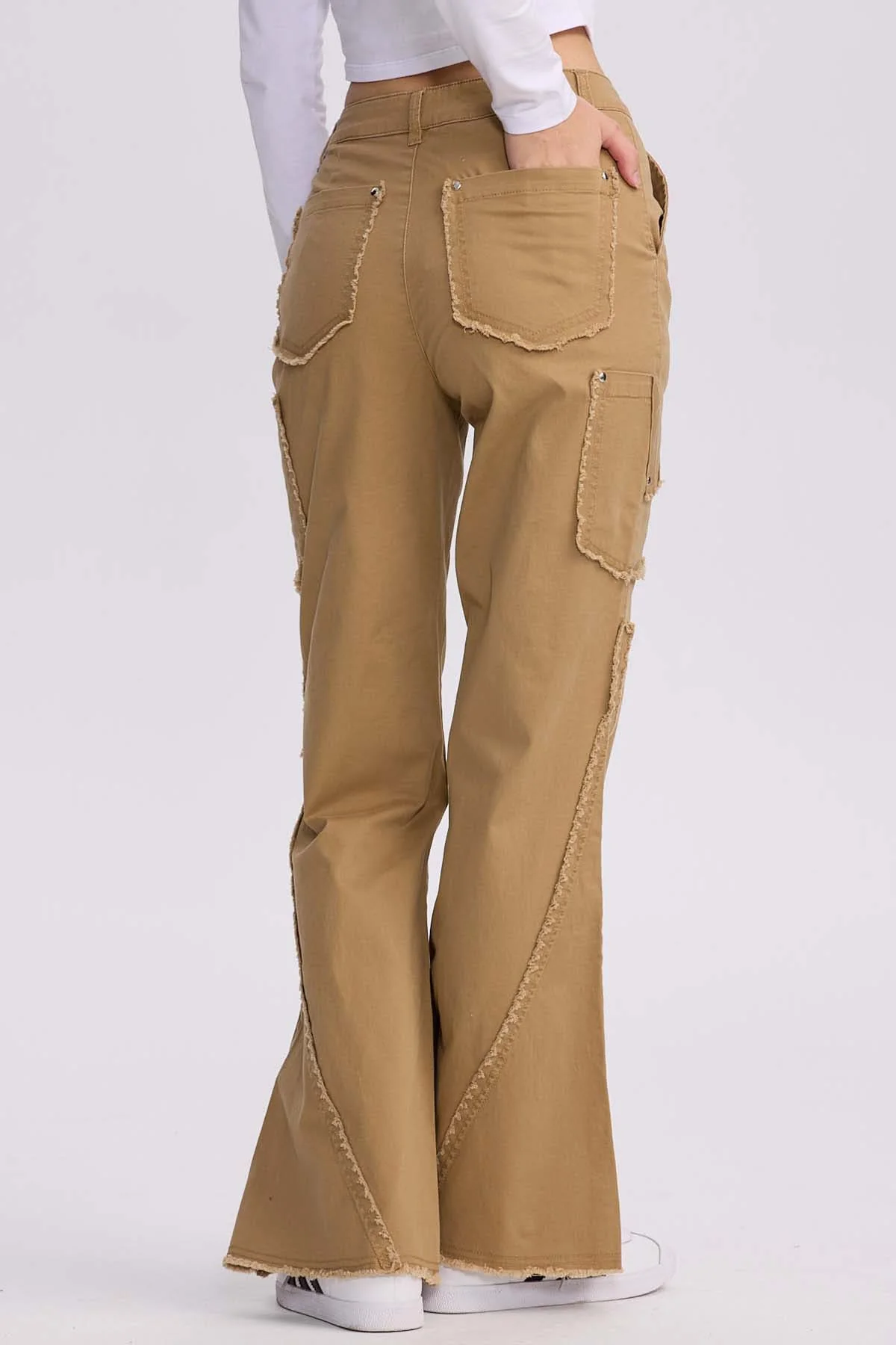 Pantalón Mujer Desflecado Camel - Image 3