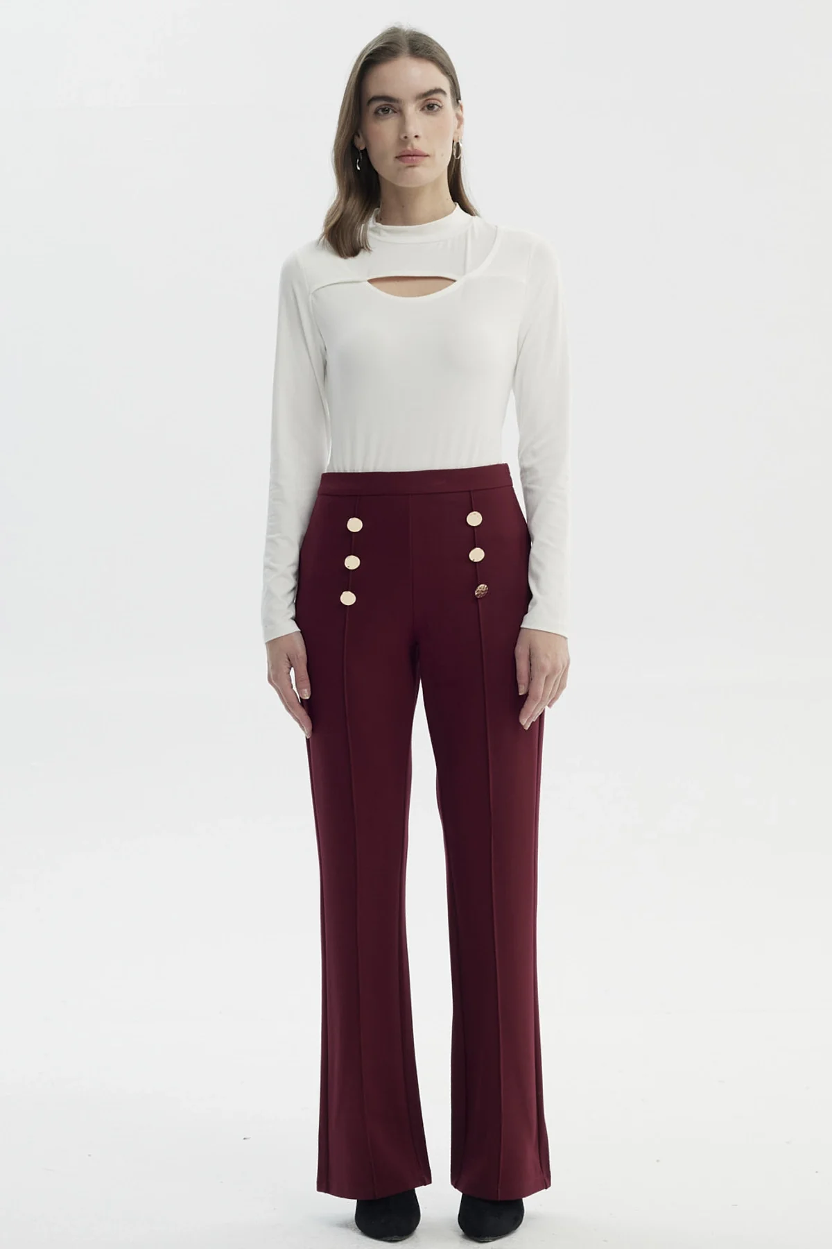 Pantalón Mujer Flare Burdeo - Image 4