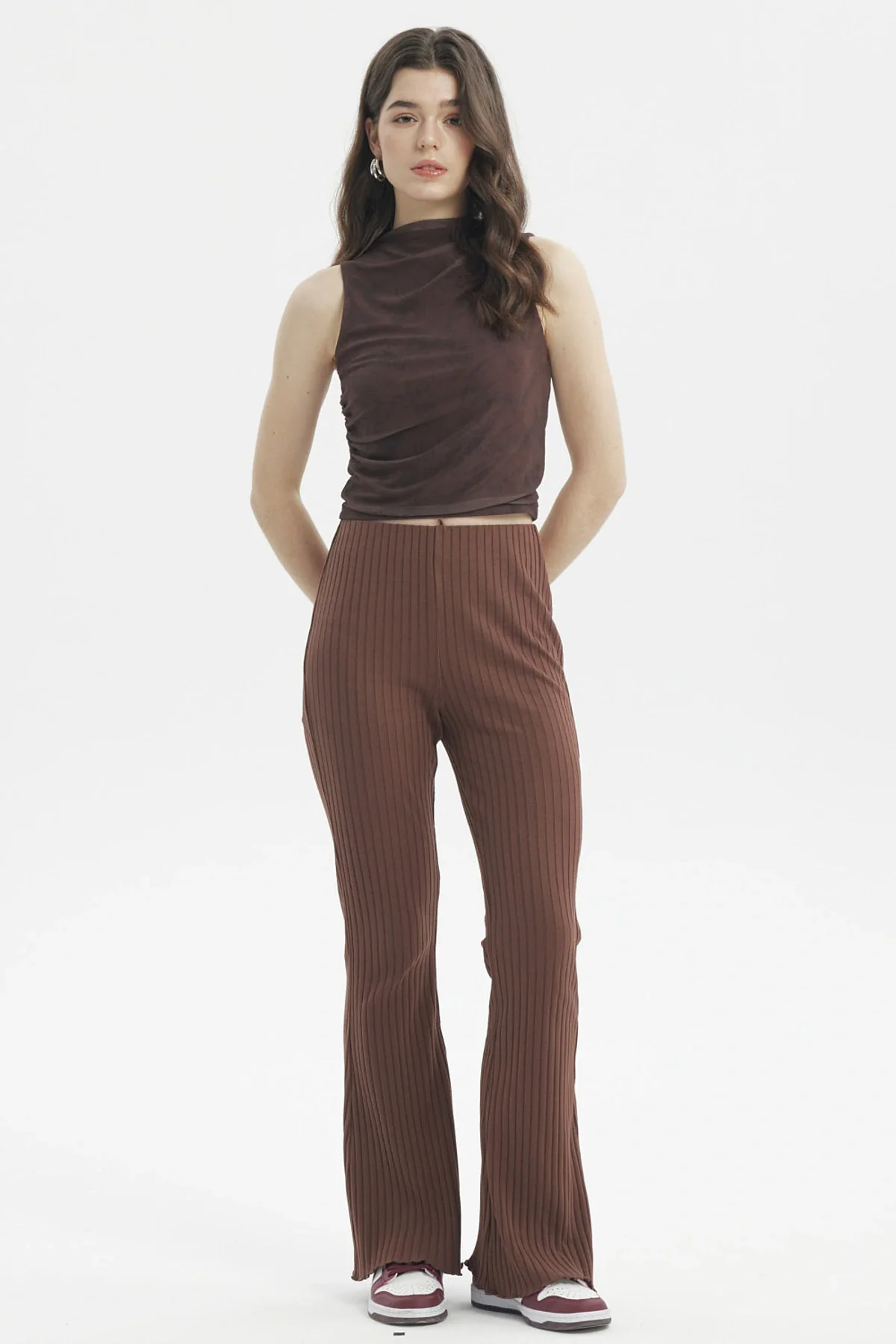 Pantalón Mujer Flare Café Oscuro - Image 4