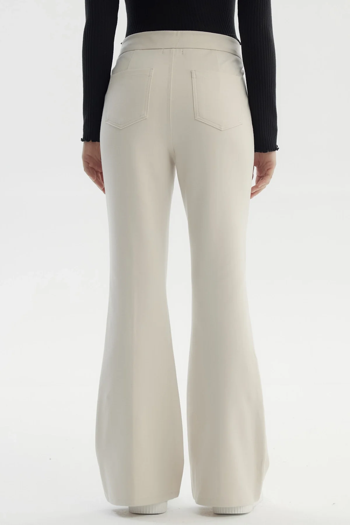 Pantalón Mujer Flare Cinturón Beige Claro - Image 3
