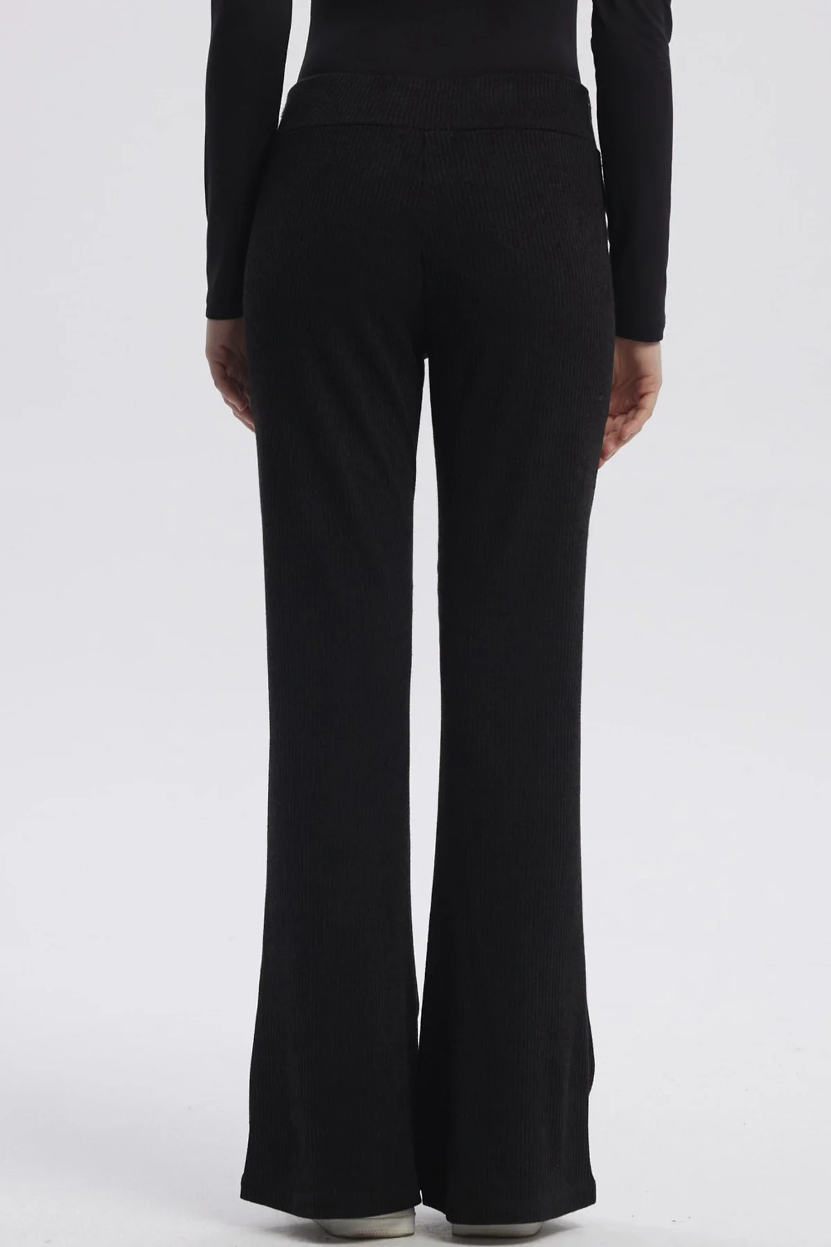 Pantalón Mujer Flare Rib Negro - Image 3
