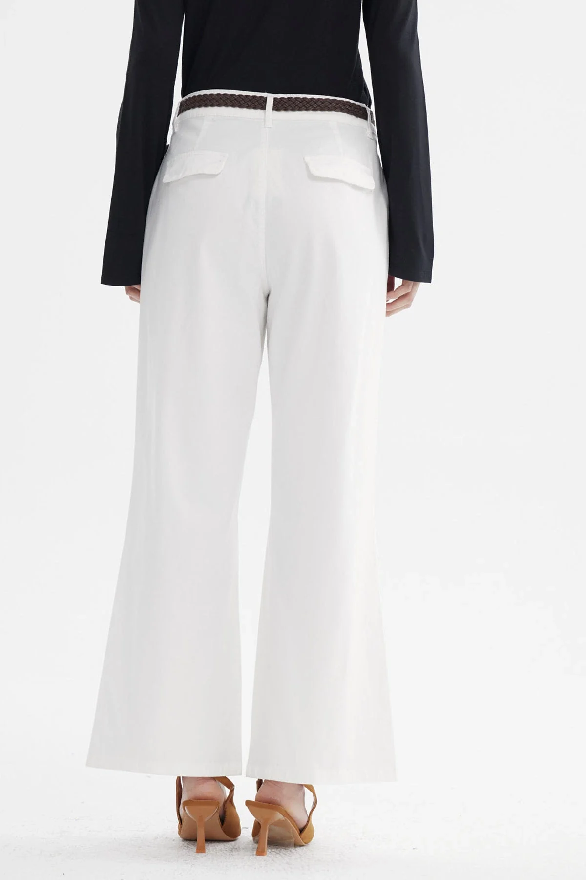Pantalón Mujer Gabardina Con Cinturón Crudo - Image 3