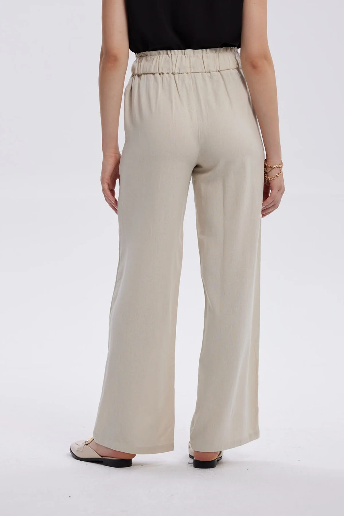 Pantalón Mujer Lino Amarra En Cintura Arena - Image 3