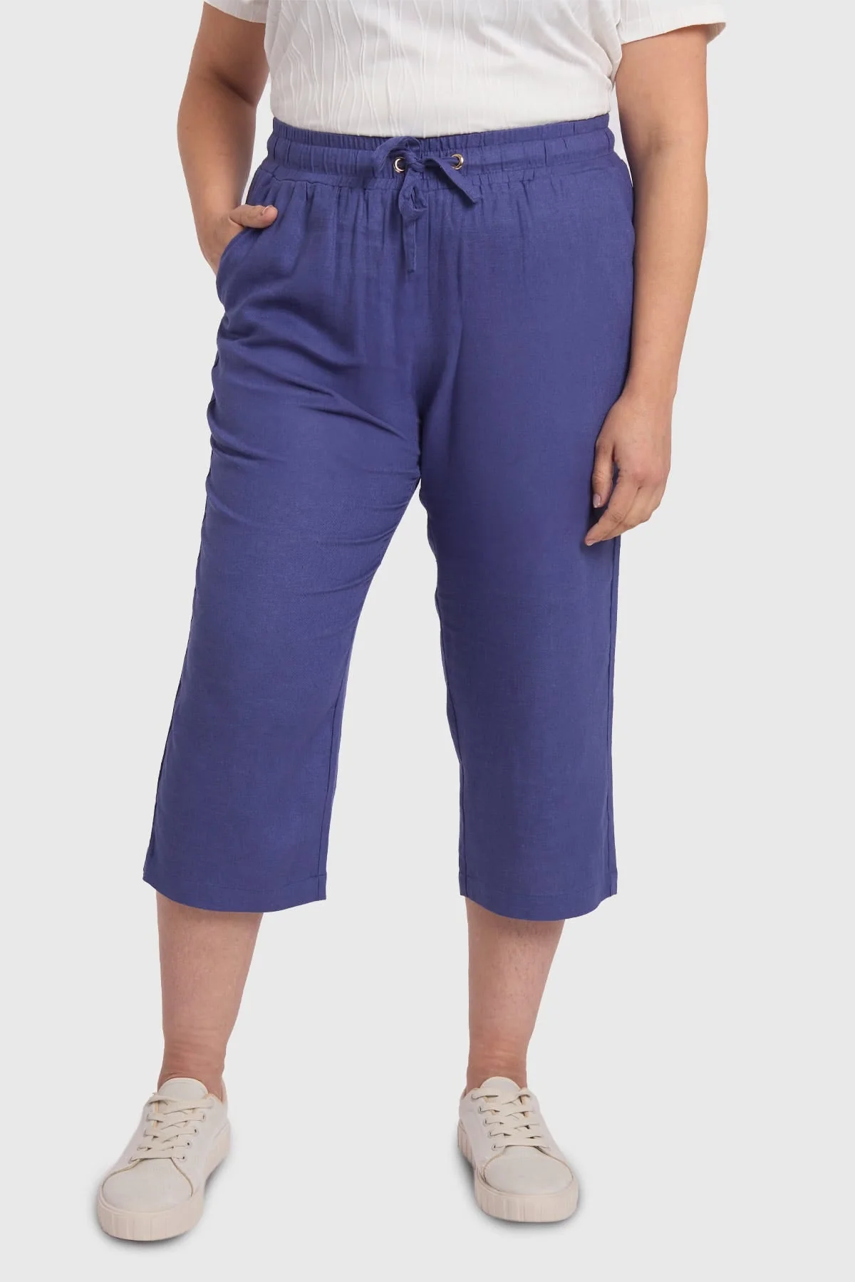 Pantalón Mujer Lino Azul - Image 5