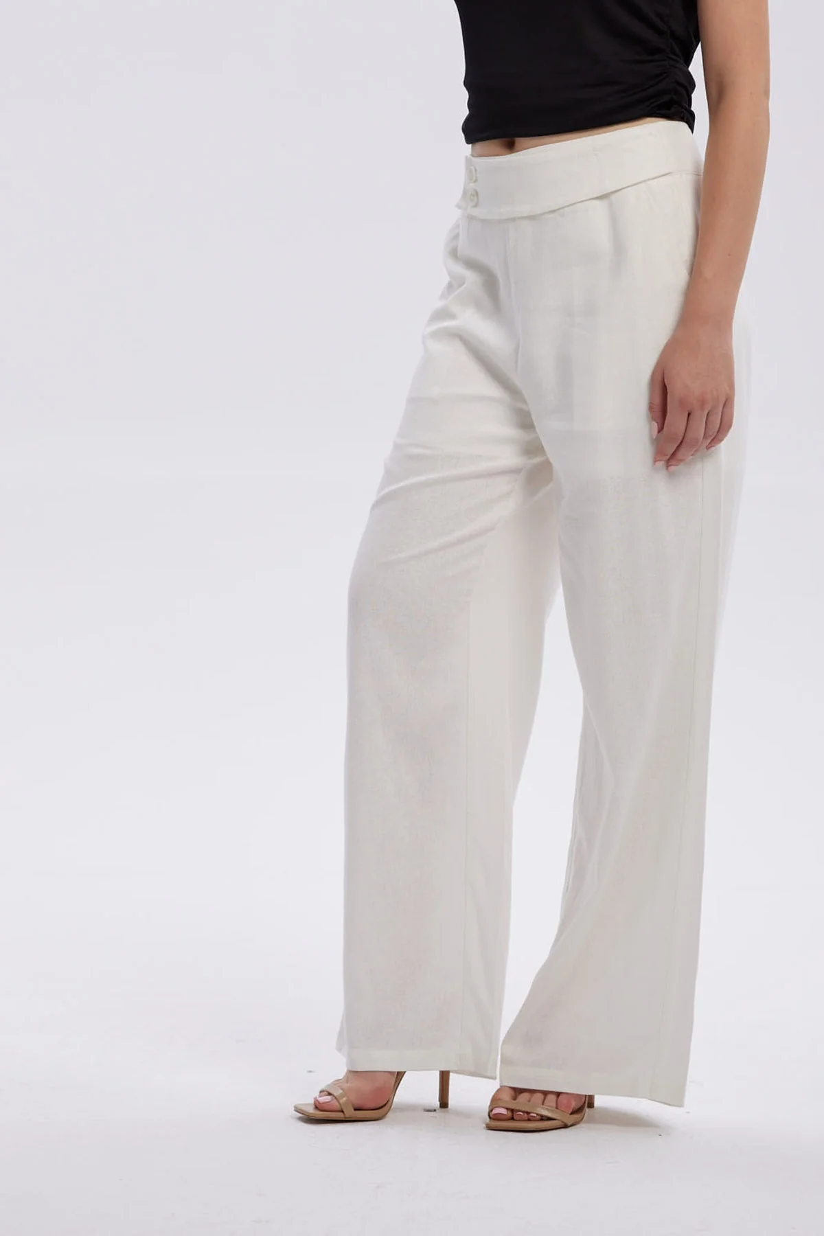 Pantalón Mujer Lino Sastrero Cierre Crudo - Image 2