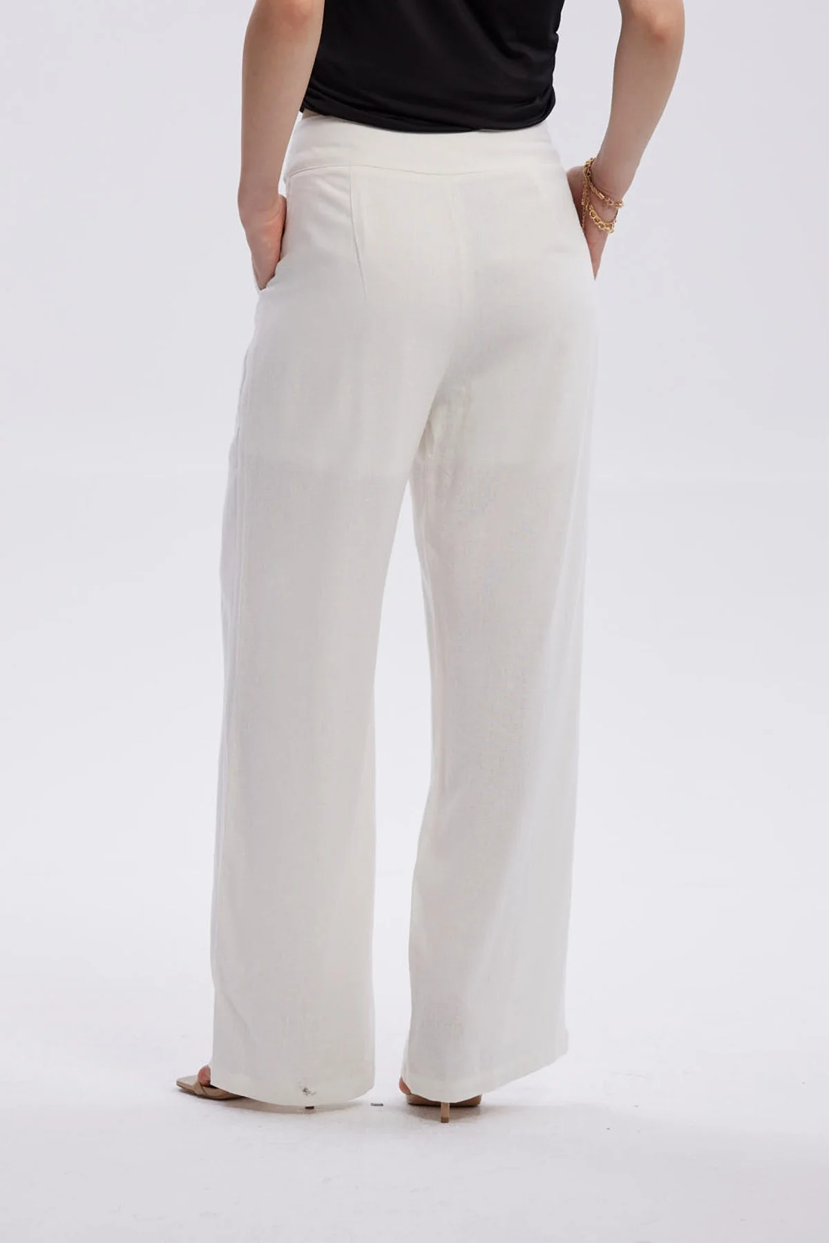 Pantalón Mujer Lino Sastrero Cierre Crudo - Image 3