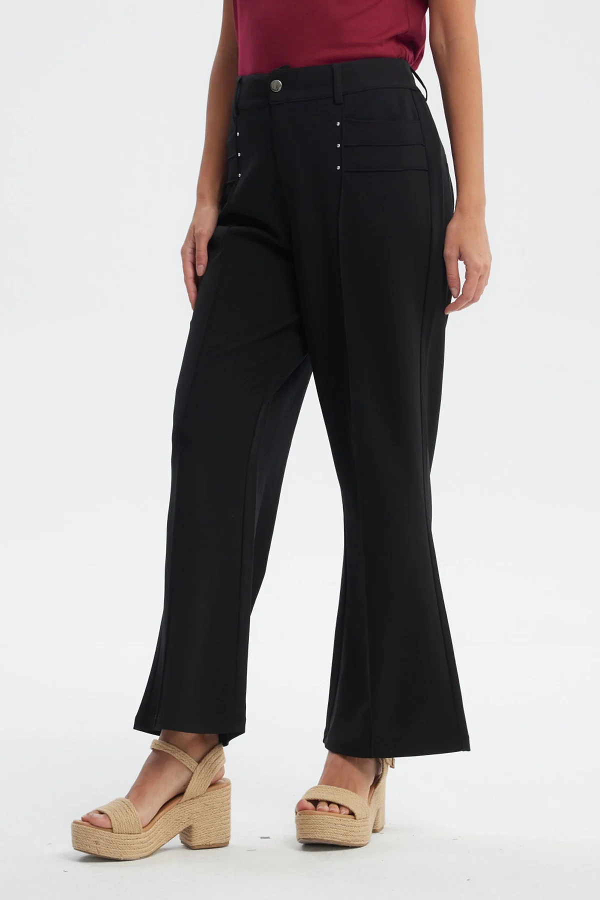 Pantalón Mujer Liso Largo Negro - Image 2