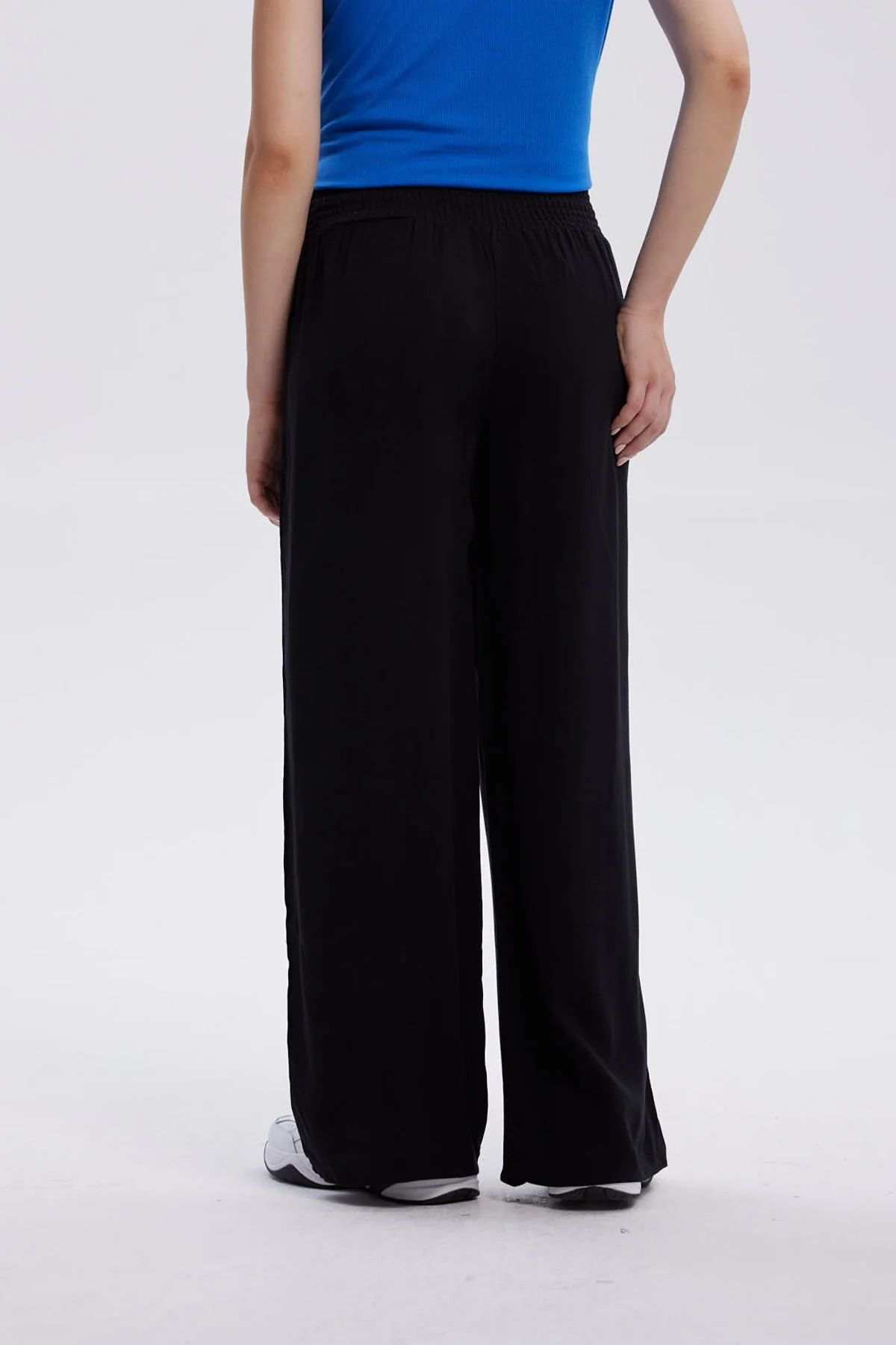 Pantalón Mujer Palazzo Aplicación Botones Negro - Image 3