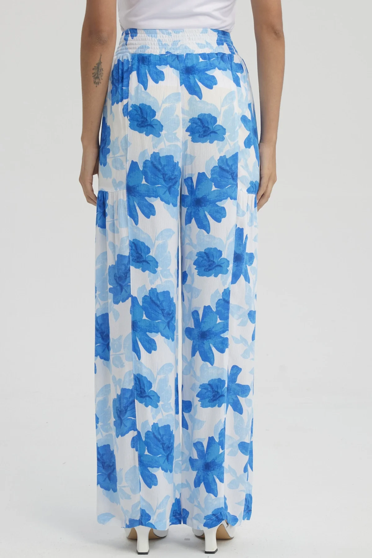 Pantalón Mujer Palazzo Pretina Elástica Azulino - Image 3